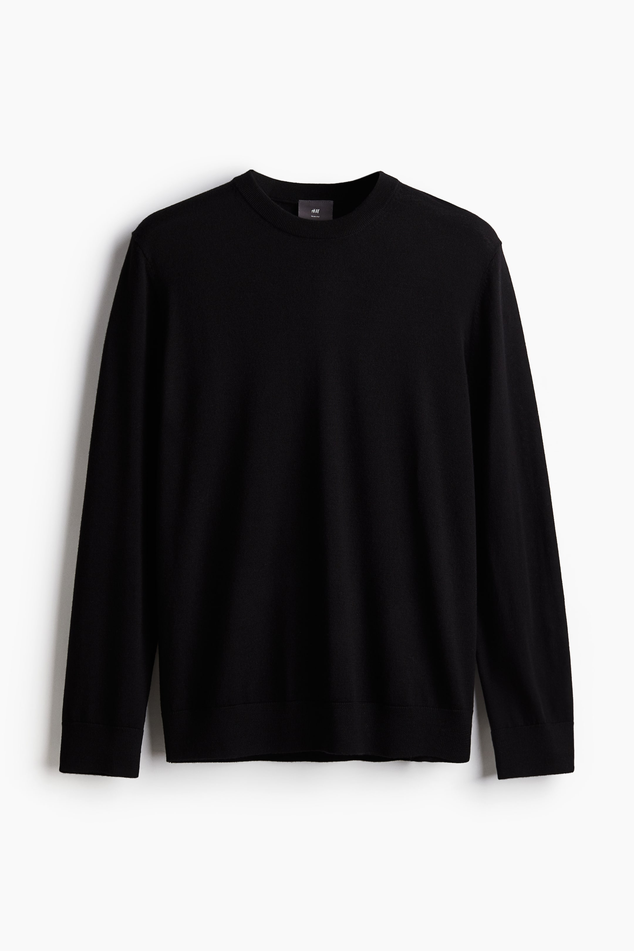 Slim Fit Wool jumper - Black - Men | H&M GB 5