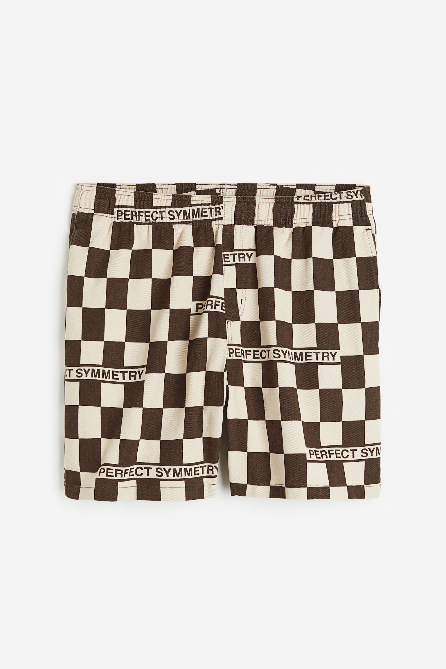 Relaxed Fit Cotton shorts - Beige/Brown checked/Brown/Palm trees - 1