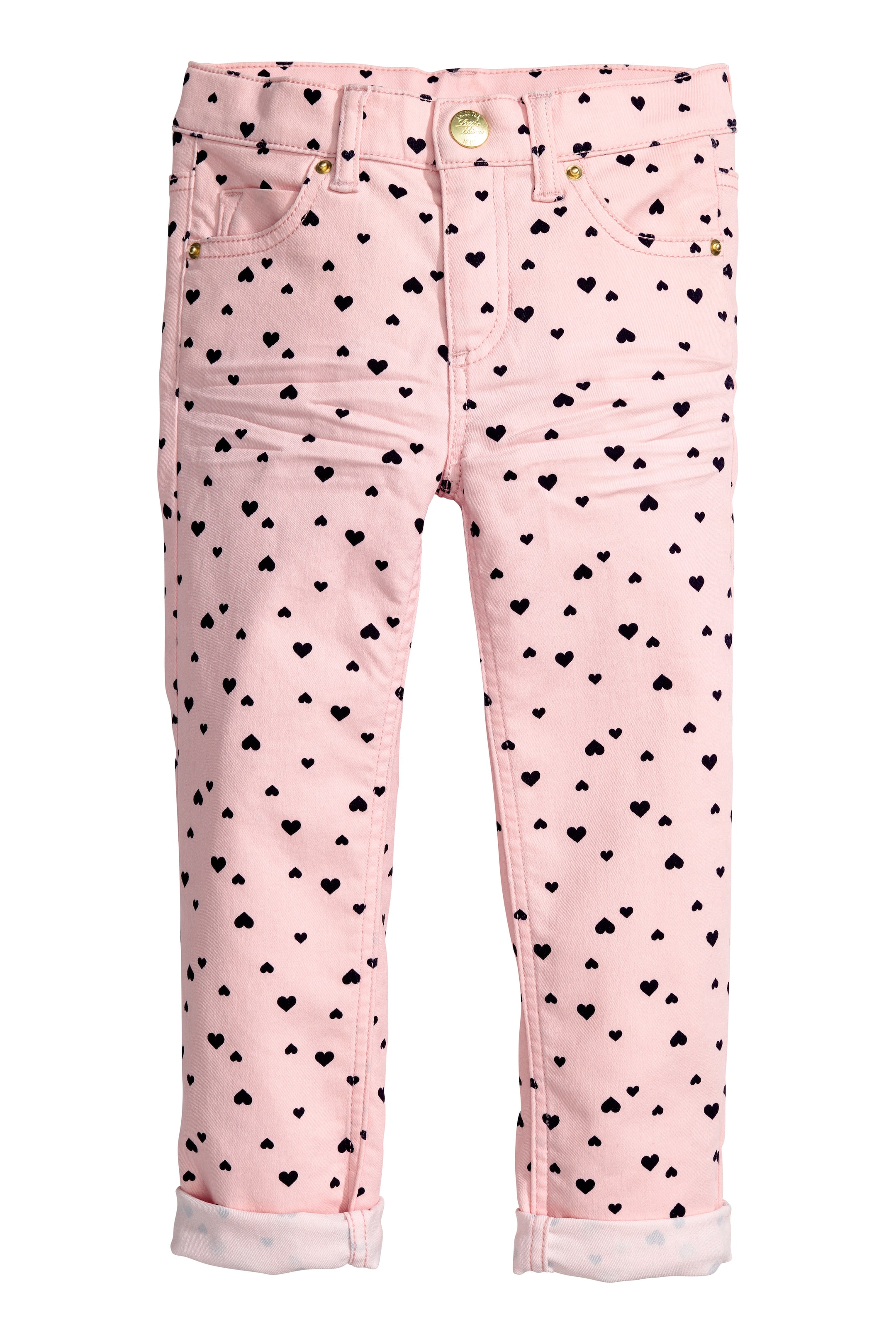 View larger image: Twill trousers - Light pink/Heart - Kids | H&M GB 1