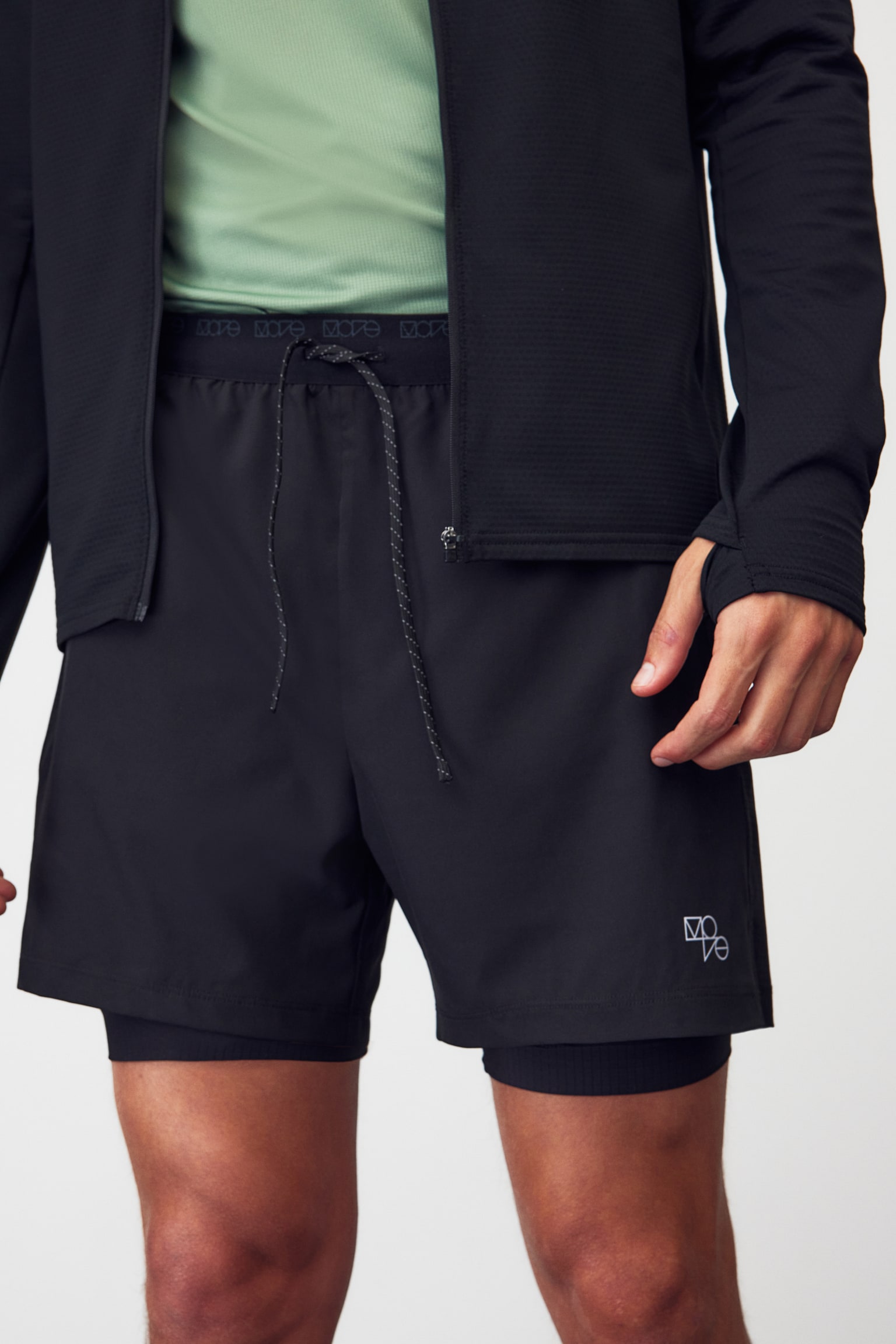 Double-layered running shorts in DryMove™ - Black/Grey - 3