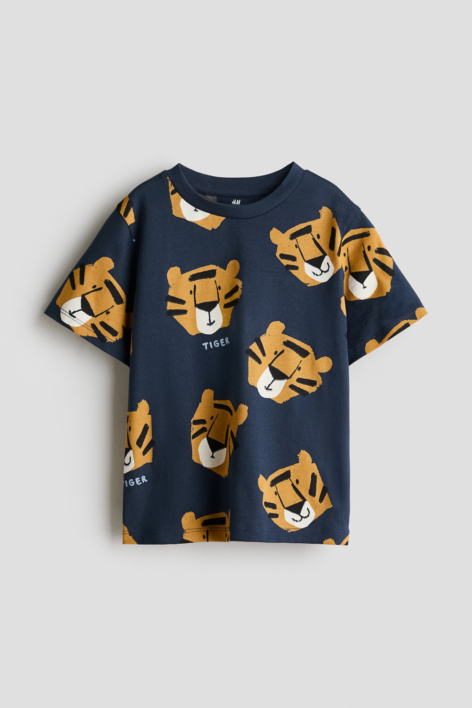 T-shirt imprimé en coton - Bleu marine/tigres/Blanc/rayé/Crème/dinosaure