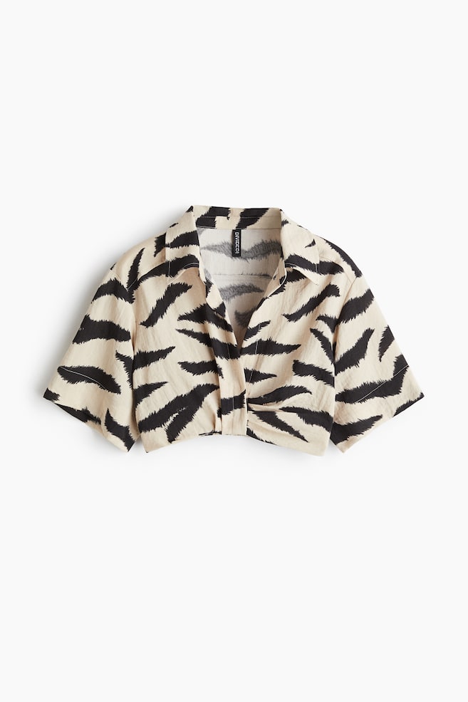 Short printed shirt - Light beige/Zebra print/Light pink/Palm trees/Golden olive - 1