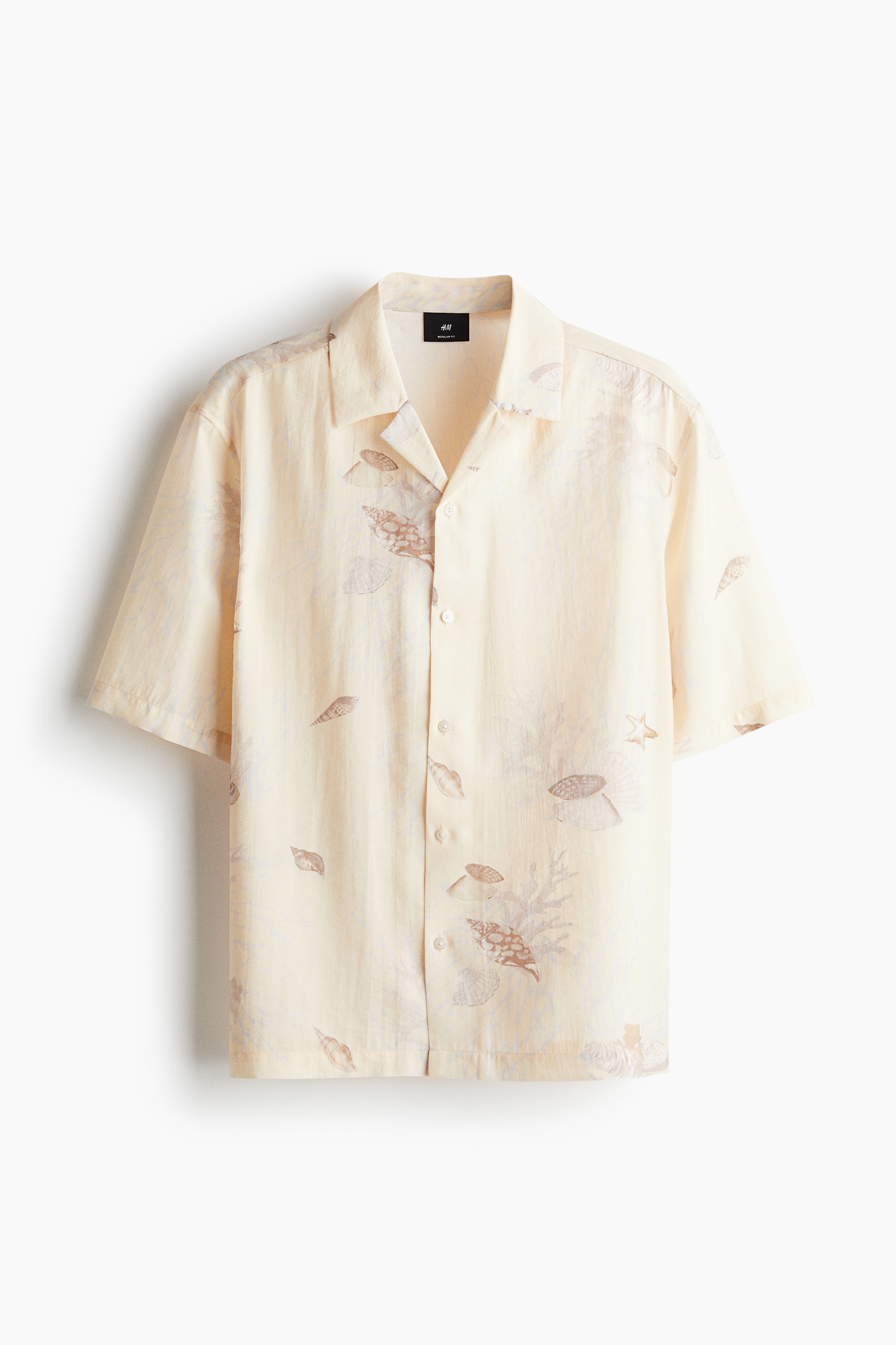 Camisa resort em mistura de lyocell Regular Fit - Creme/Padrão/Castanho escuro/Padrão