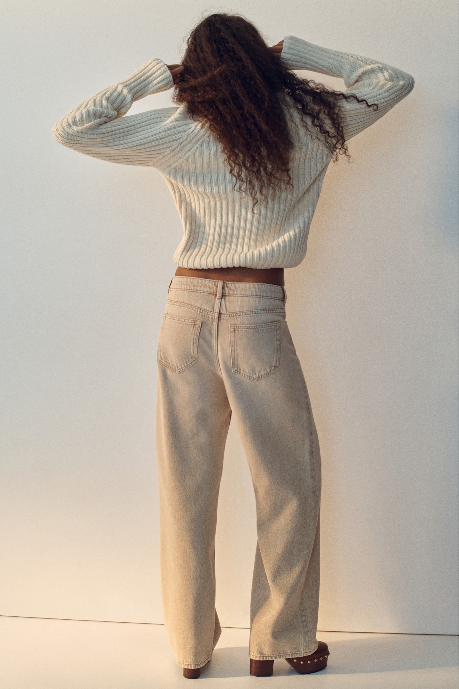 Baggy Regular Waist Jeans - Lichtbeige/Washed denimblauw/Wit/Lichtgrijs - 3