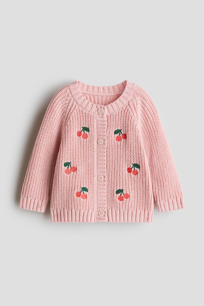 Cardigan con motivo ricamato - Rosa/ciliegie/Viola chiaro/fiori - 1