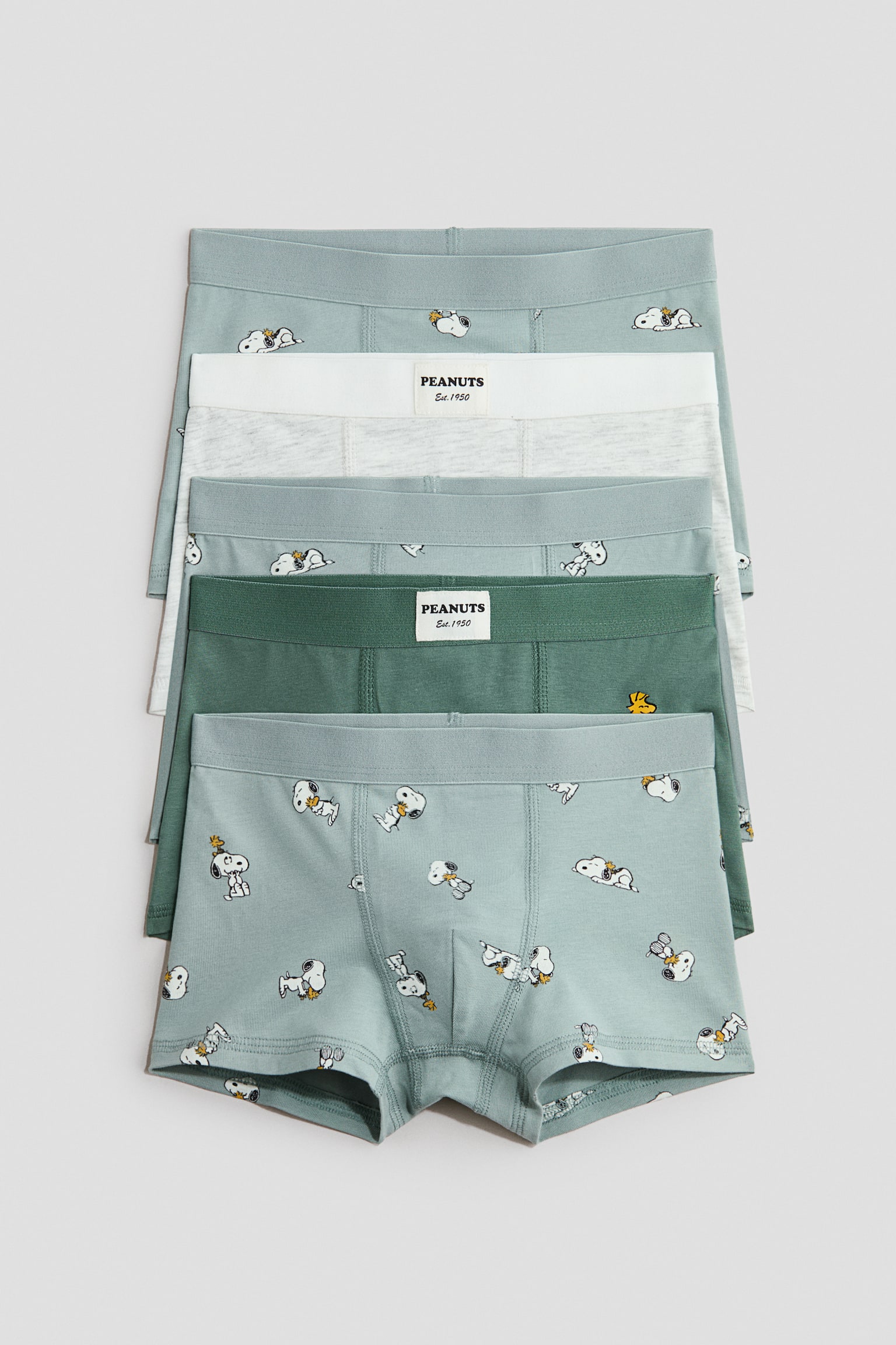 5-pack printed cotton trunks - Dusty turquoise/Snoopy/Ivory/Minecraft/Blue/Marvel Comics/Dark turquoise/Pokémon