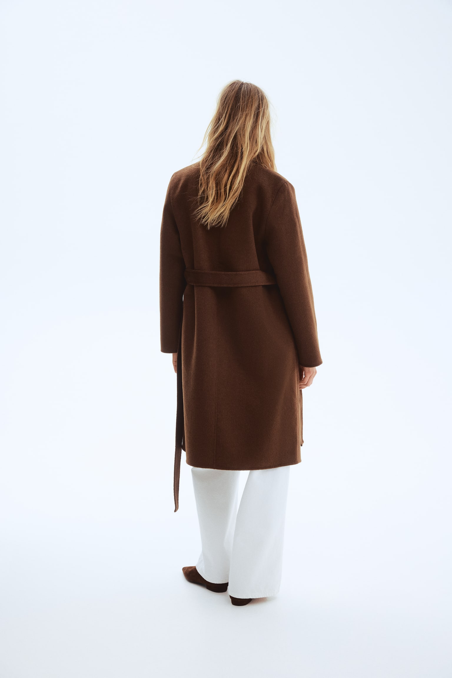 Handmade wool-blend coat - Brown/Cream - 4