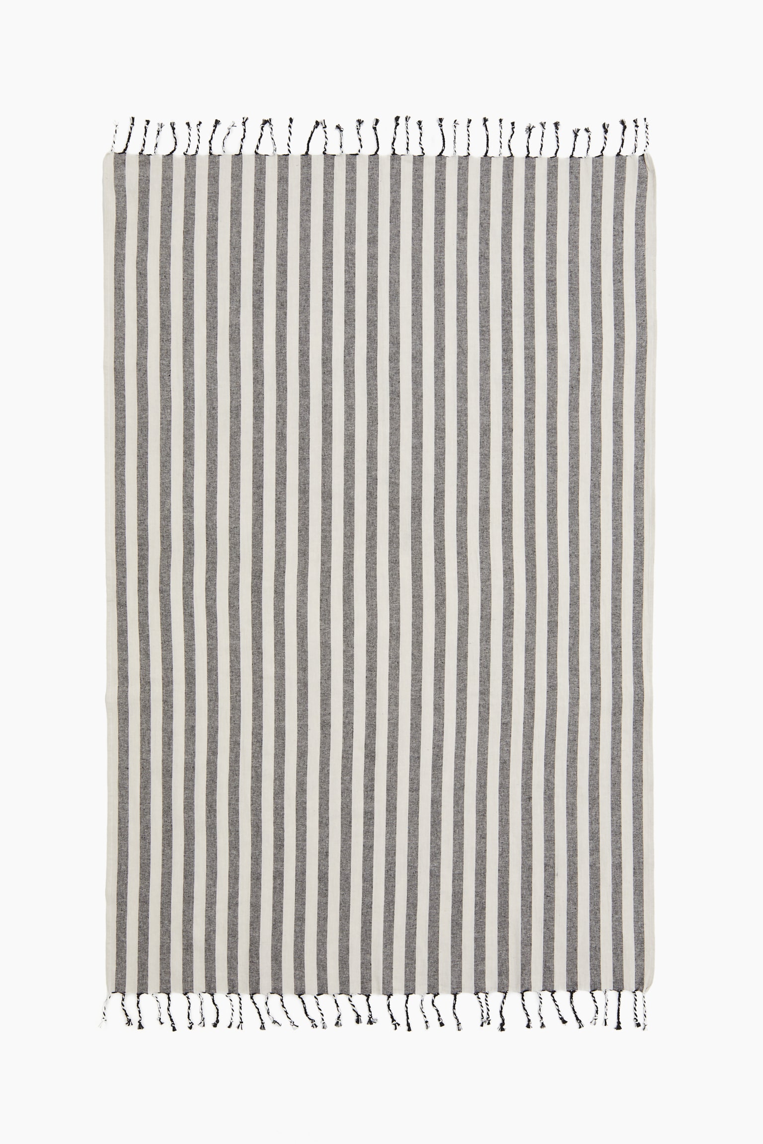 Linen-blend bath sheet - Grey/Striped/Light khaki green/Striped - 1