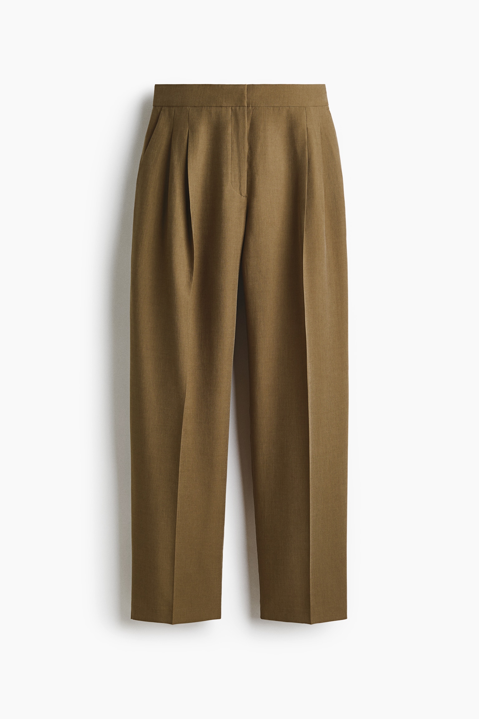 Barrel-leg twill trousers - Khaki green/Dark brown - 1