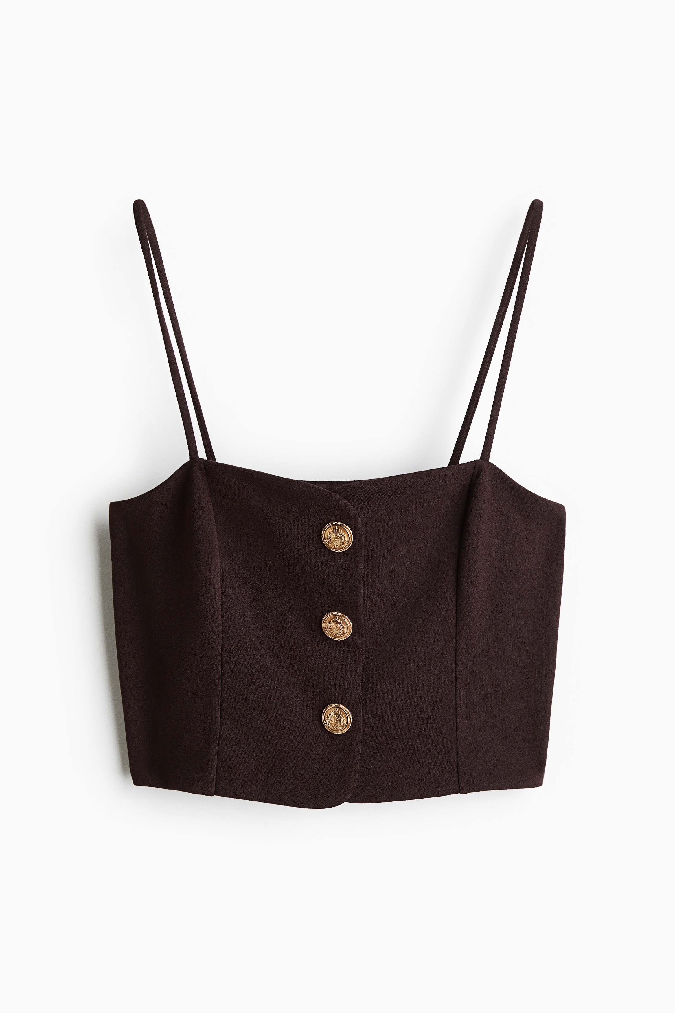 Top cropped cu bretele - Maro-închis/Alb/Negru