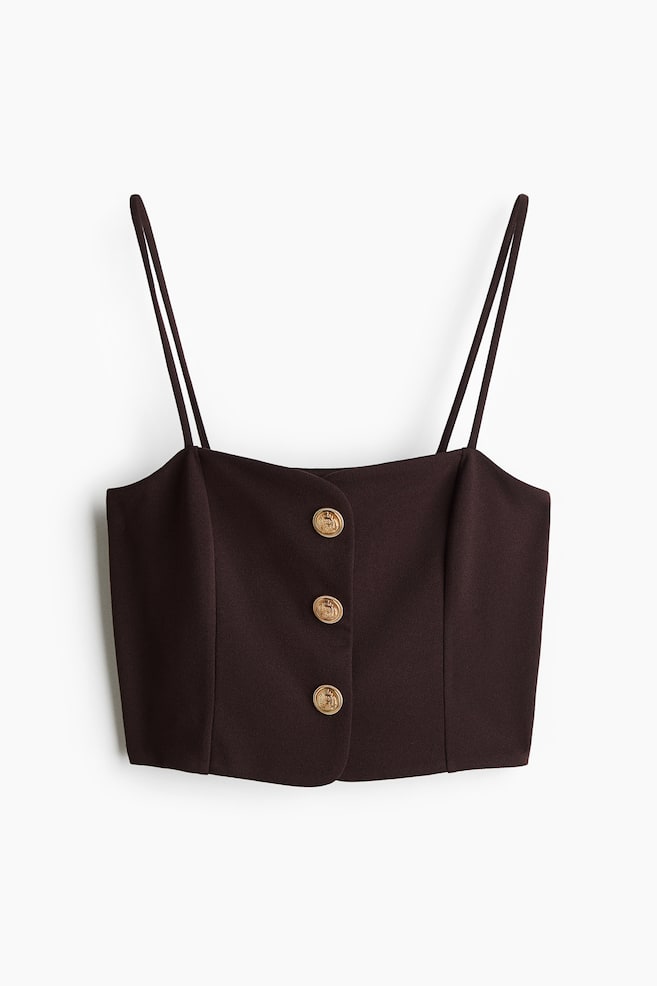 Cropped strappy top - Dark brown/Black/White - 1