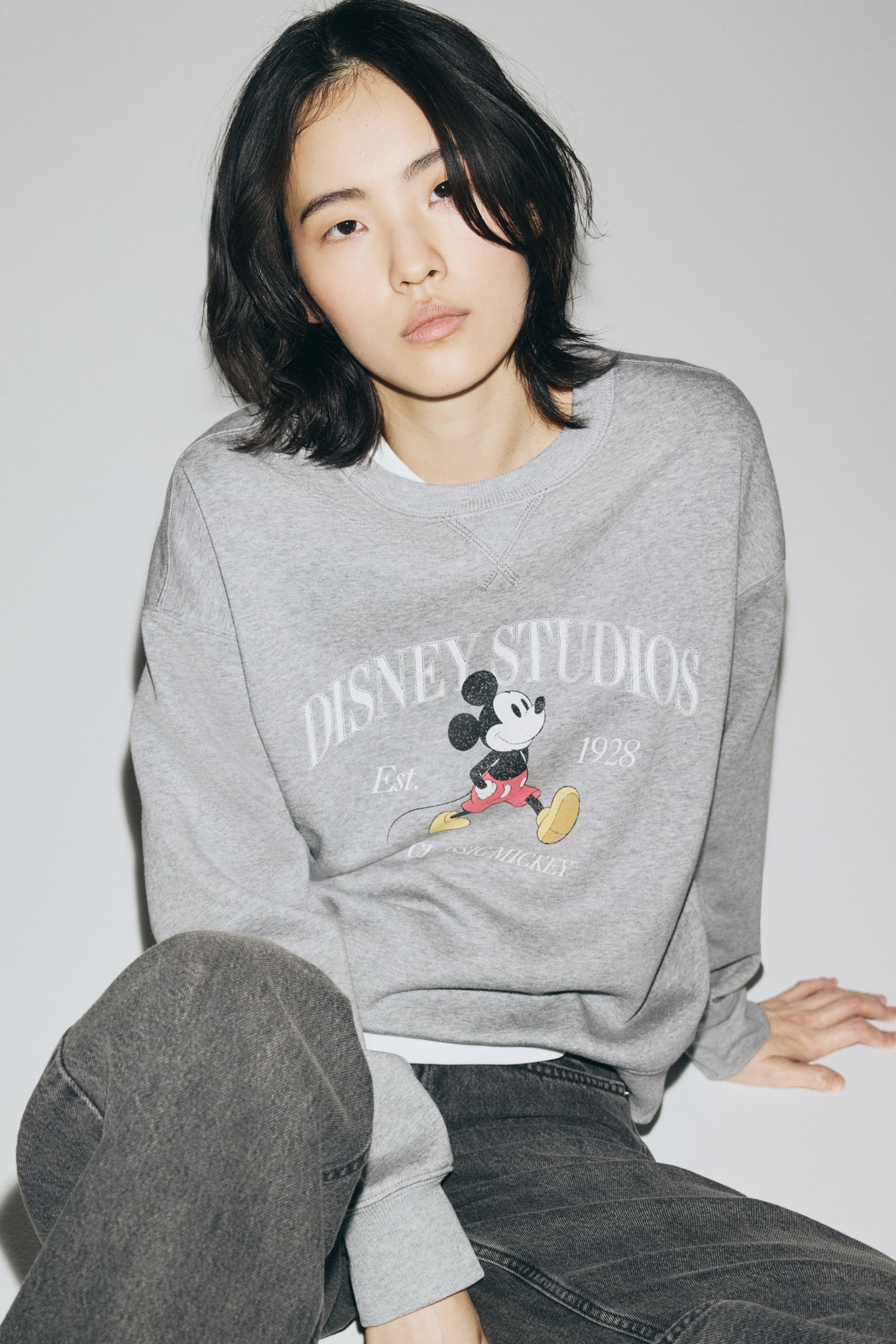 Printed sweatshirt - Grey marl/Mickey Mouse/Burgundy/Mickey Mouse/Navy blue/Yale - 1