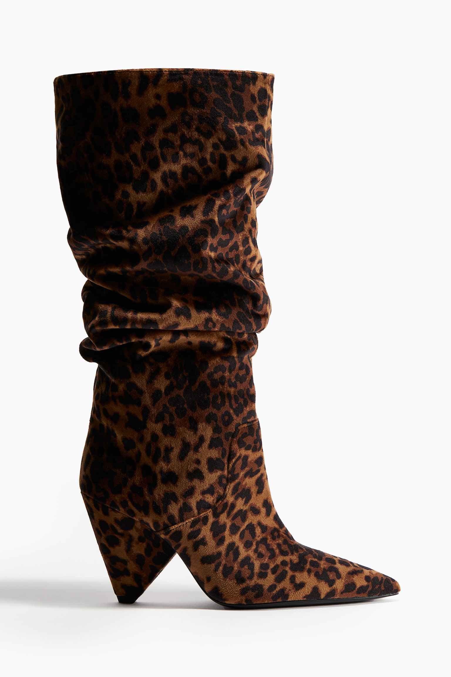 Slouchy pointed boots - Brown/Leopard print - 2