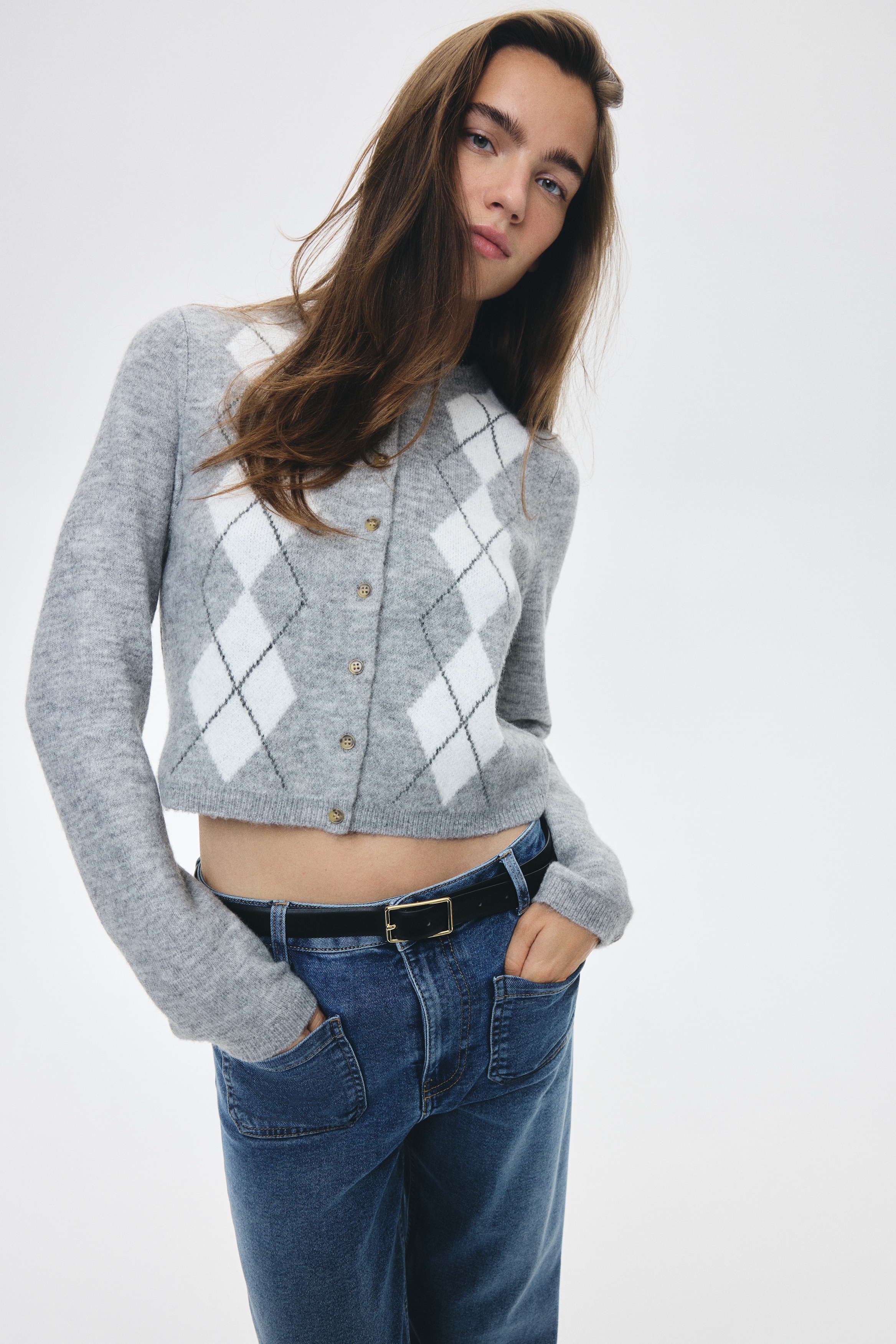 Jacquard-knit cardigan