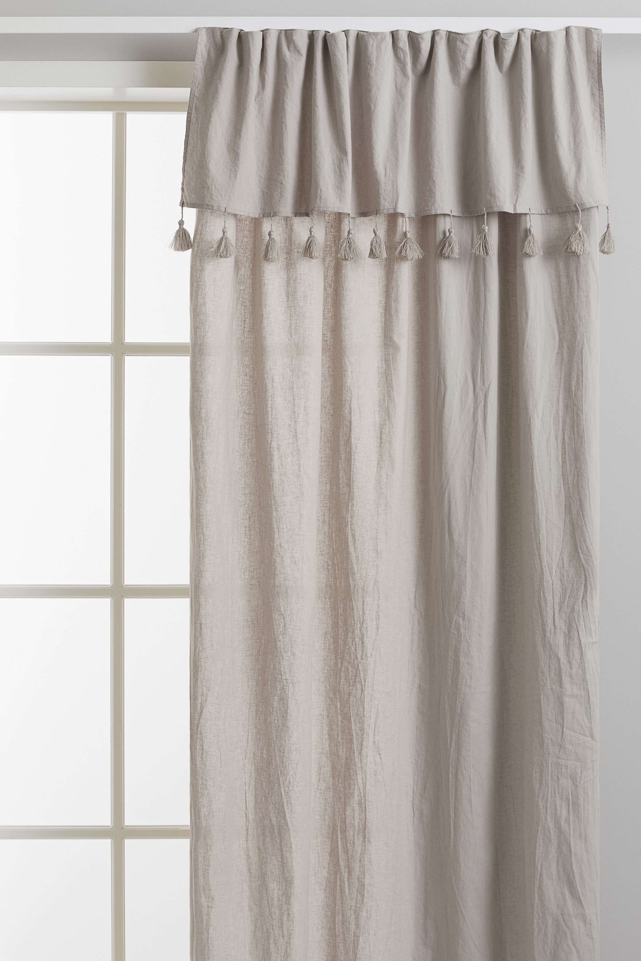 2-pack tasselled curtains - Light greige - Home All | H&M GB