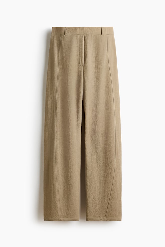 Viscose-blend barrel trousers - Dark beige/Dark brown/Black - 1