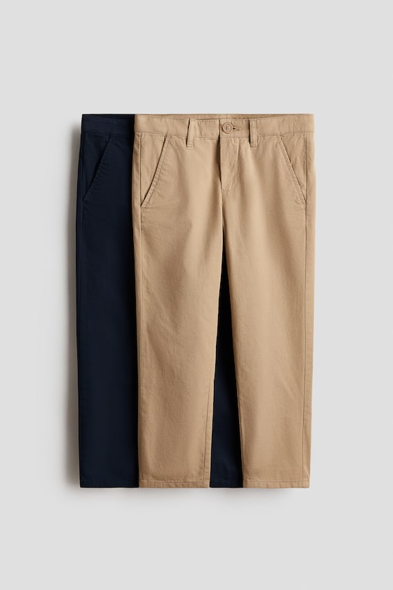Детские брюки H&M 2-Pack Cotton Twill Chinos