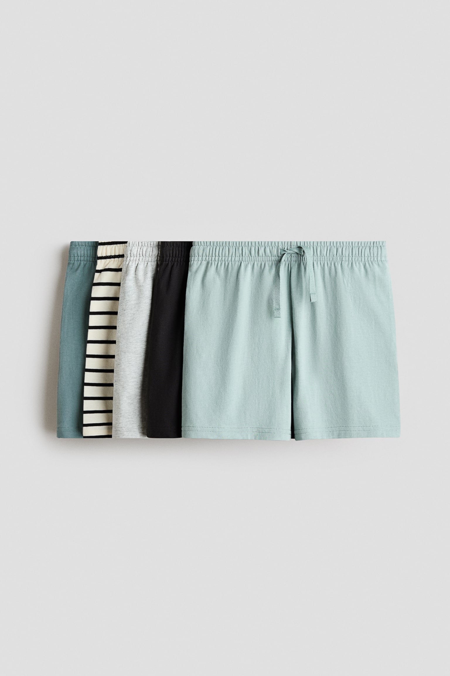 Set van 5 shorts van katoenen tricot - Teal/gestreept/Roomwit/bruin/Lichtgreige/blauw/marineblauw/Blauw/grijs/zwart/Blauw/grijs/geel/Marineblauw/lichtblauw