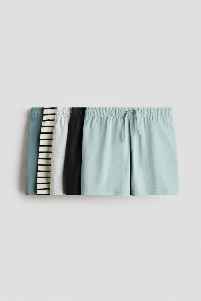 5-Pack Cotton Jersey Shorts - Teal/striped/Navy blue/light blue/Blue/gray/black/Dusty green/brown/beige/Cream/brown/Green/white striped/Apricot/blue/Light taupe/blue/navy blue/Red/black/Green/light blue/red/Blue/gray/yellow - 1