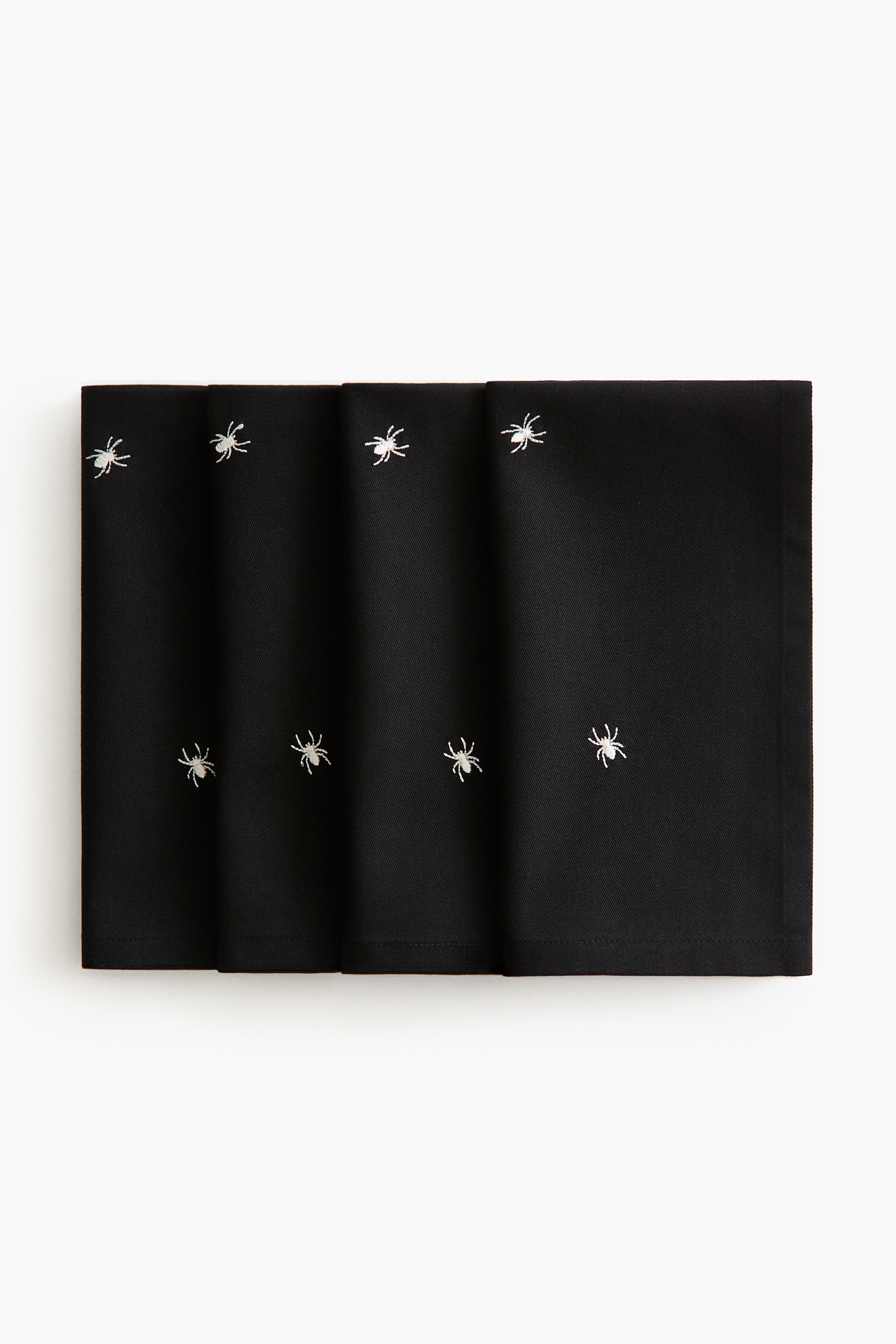 Pack de 4 servilletas con detalle bordado - Negro/Arañas