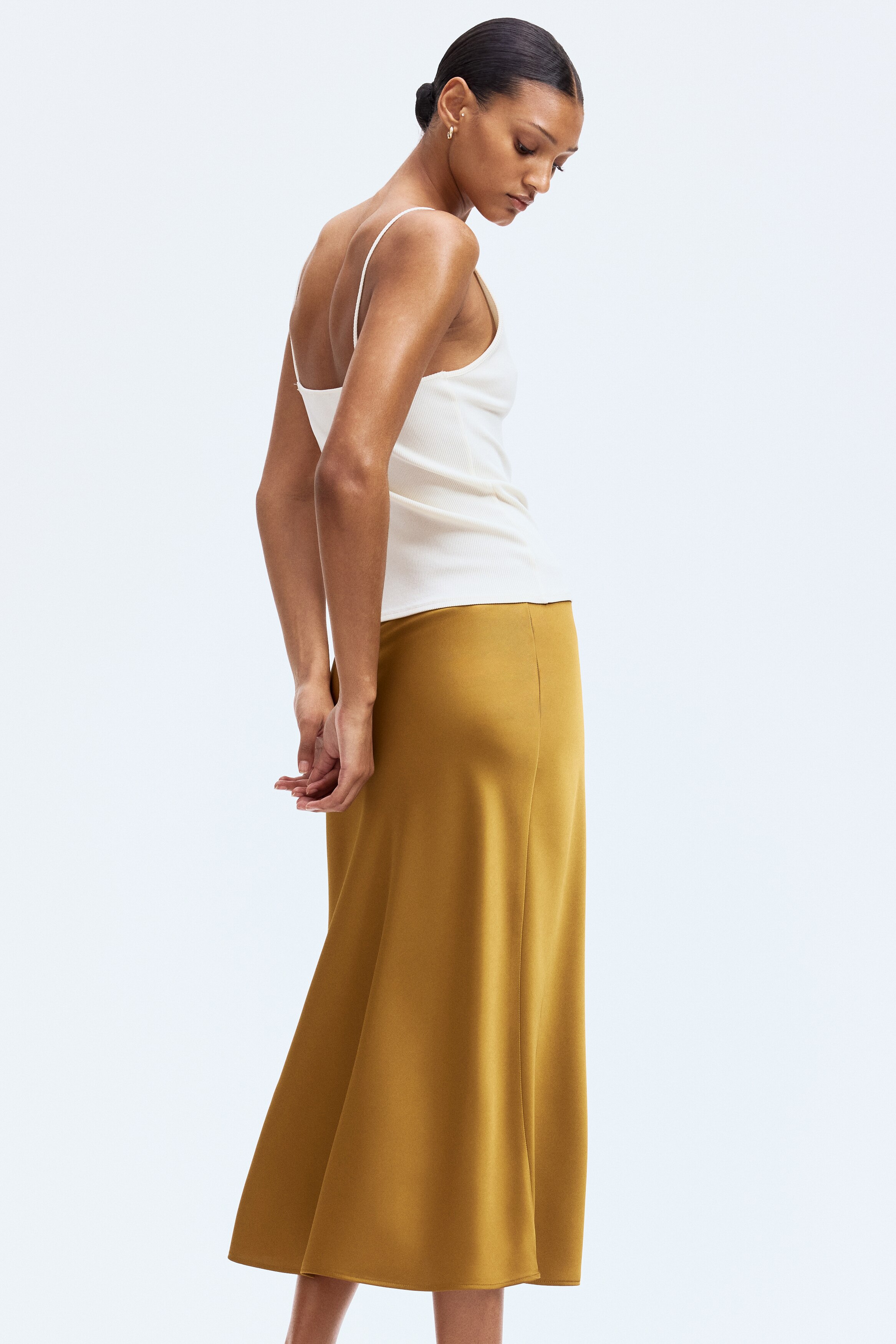 Satin midi skirt