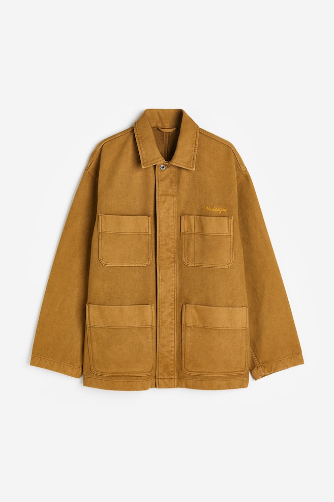 Boxy twill jacket - Dark beige - 1