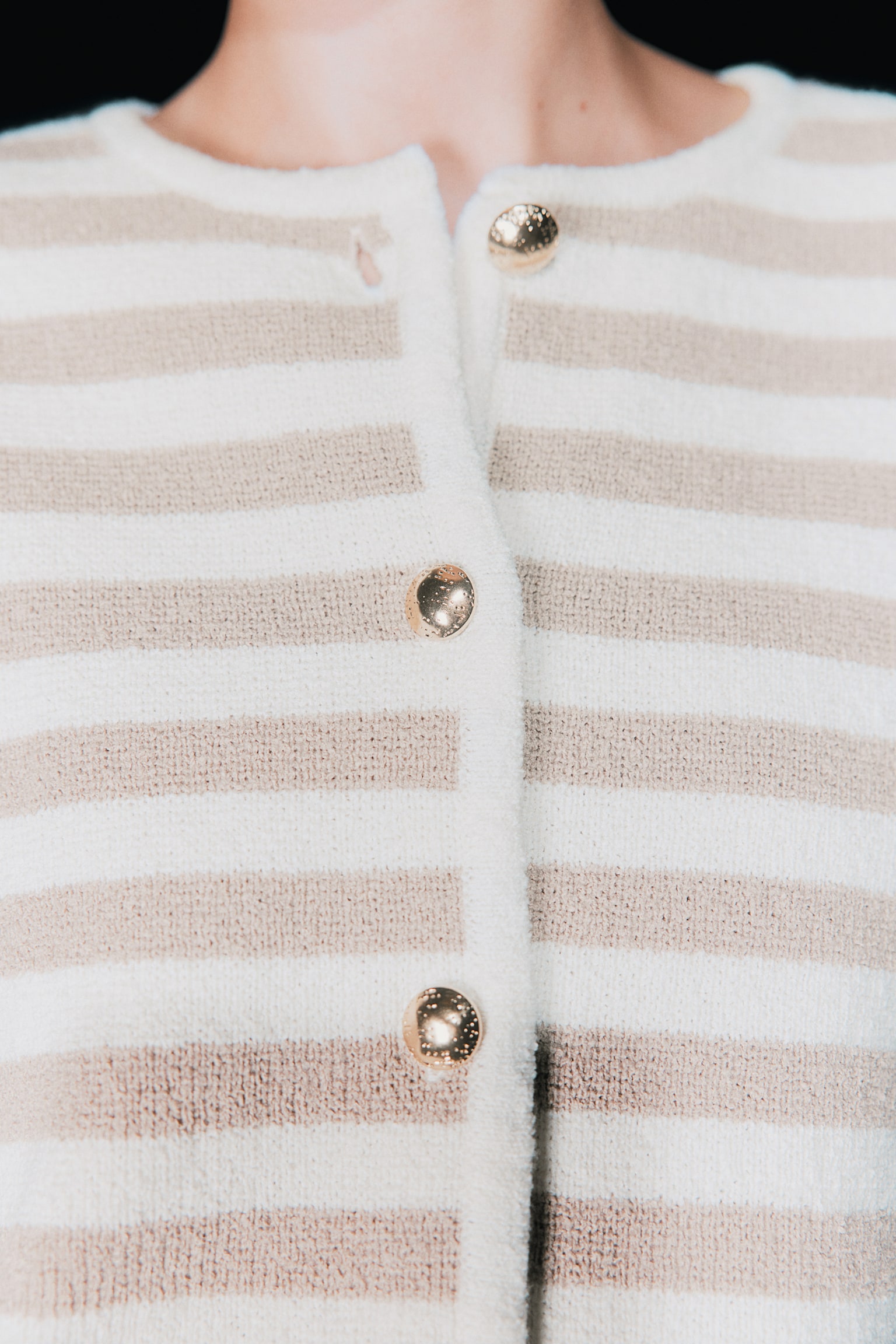 Knitted cardigan - White/Beige striped/Natural white/Striped/Black/Striped/Cream/Blue striped - 4