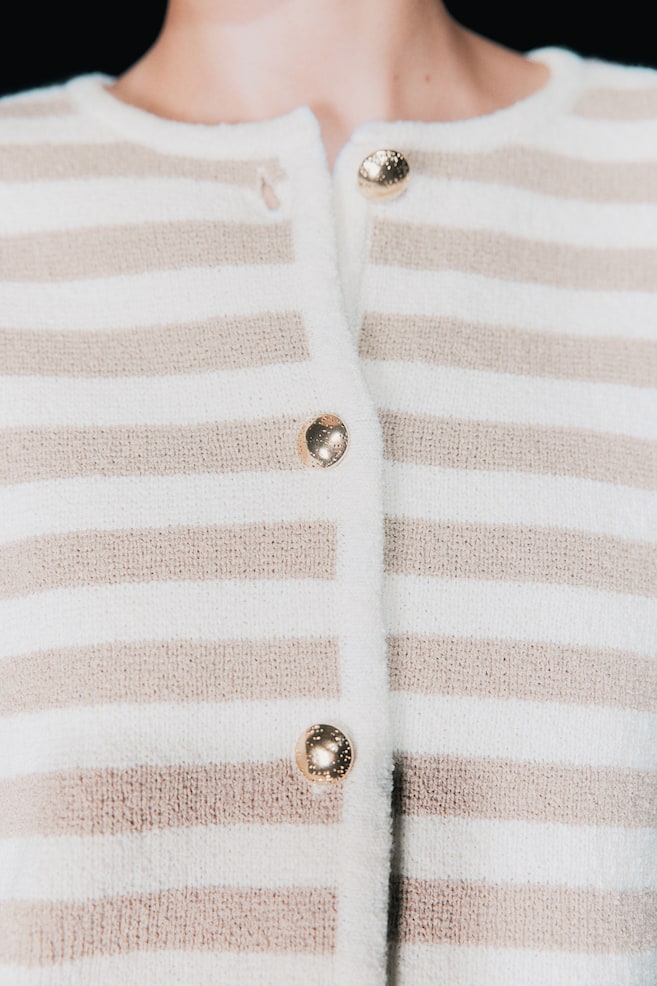 Knitted cardigan - White/Beige striped/Black/Striped/Cream/Blue striped - 4