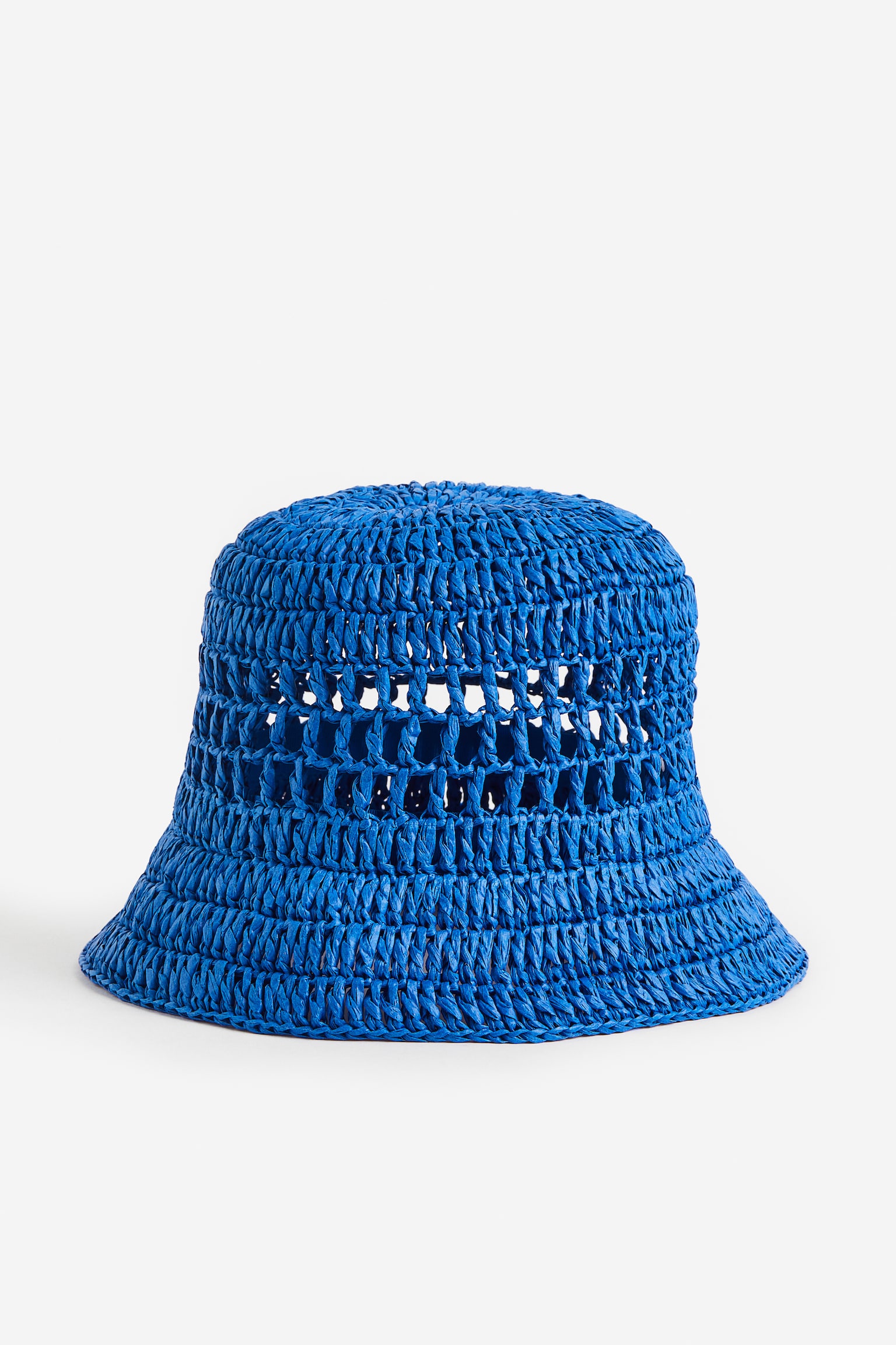 Crochet-look straw hat - Bright blue/Yellow - 1