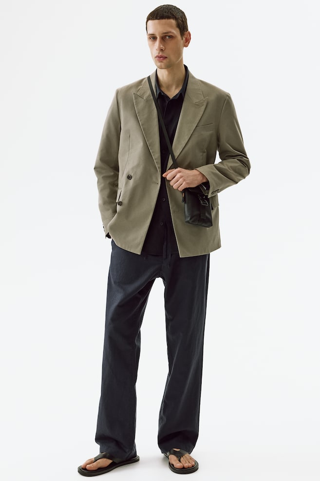 Regular Fit Linen-blend trousers - Navy blue/Light beige/Black/Dark brown/White - 1