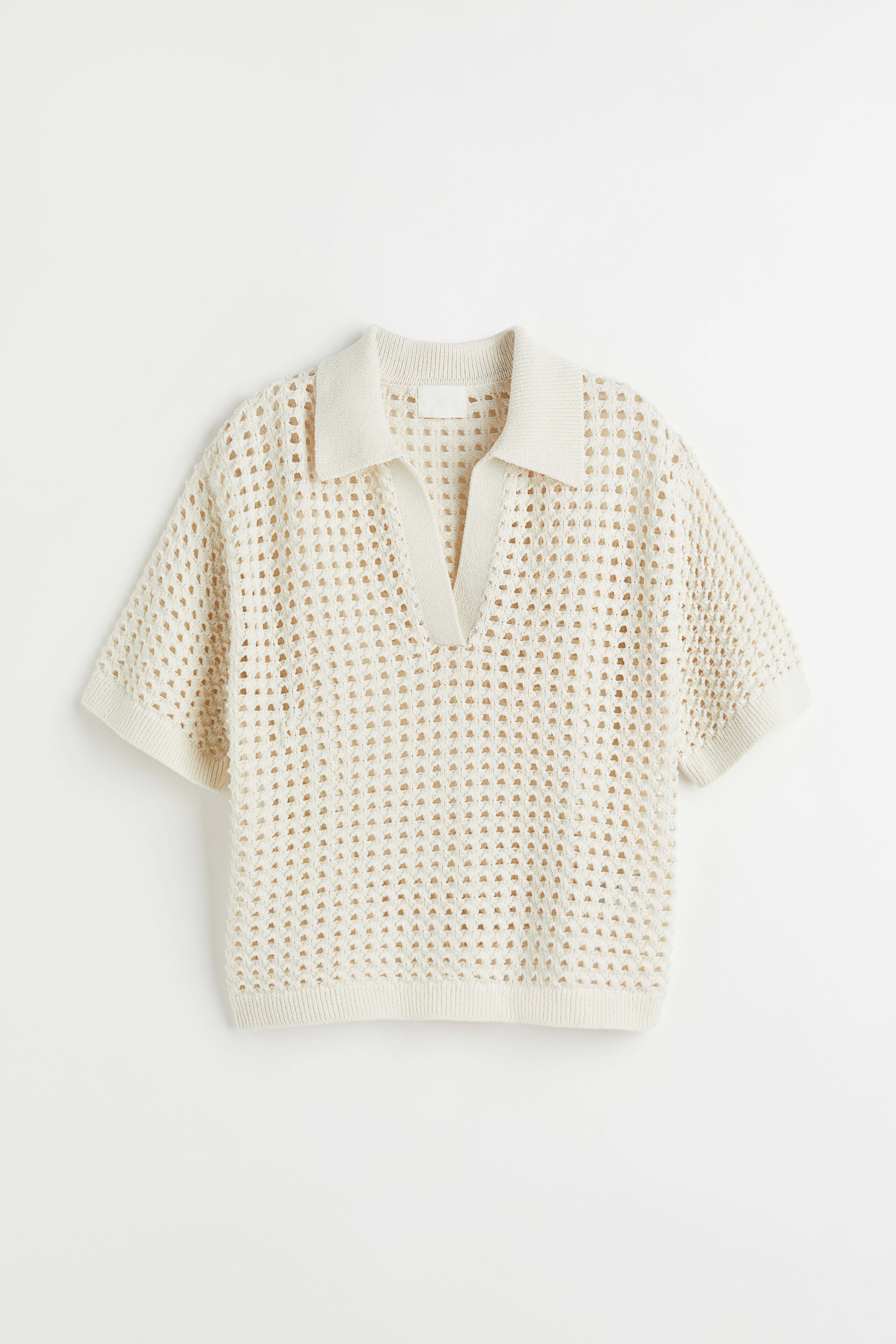 Pointelle knit Polo Shirt