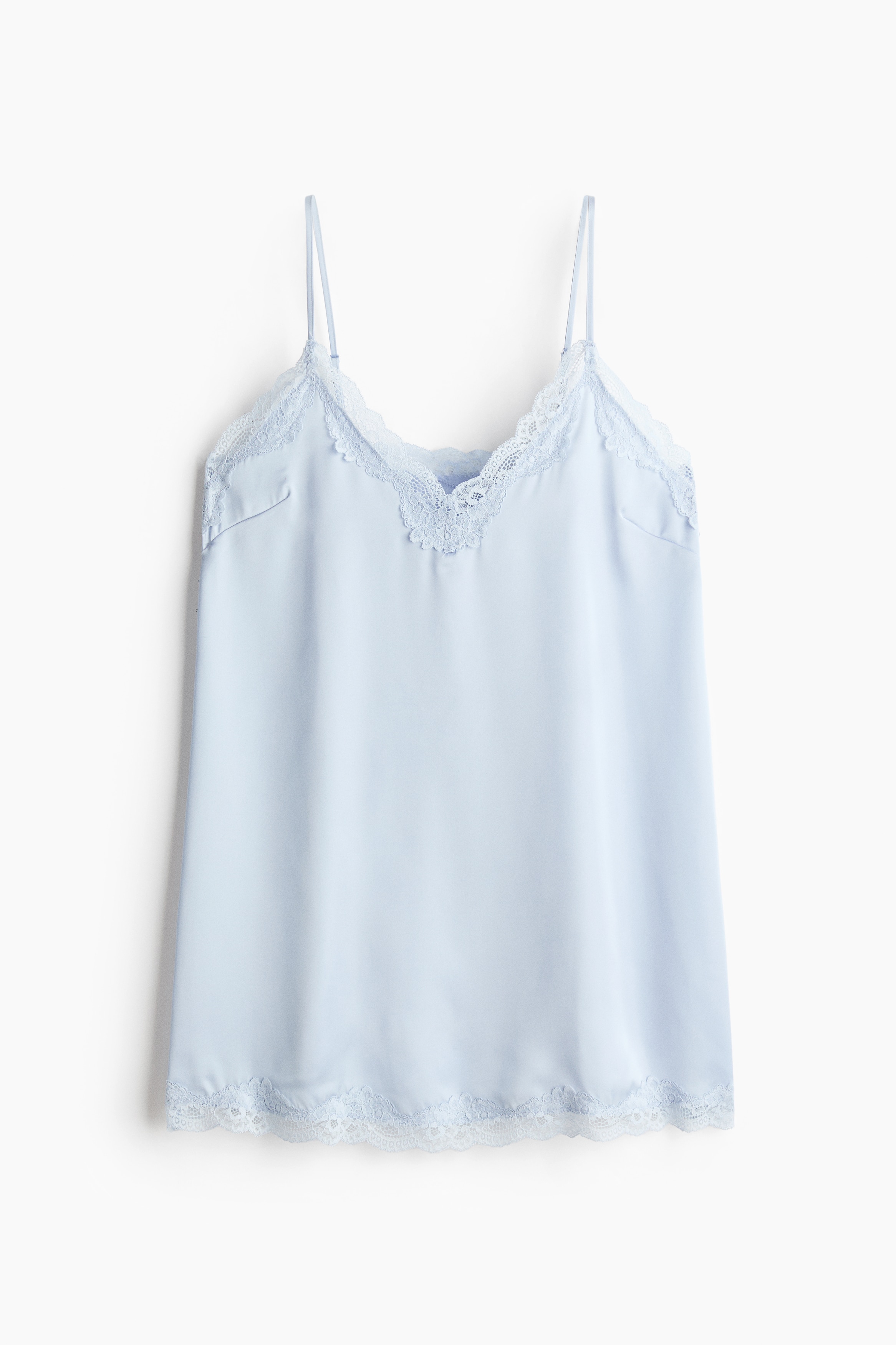 Camisón de satín con encaje - Azul claro/Beige claro/Negro/Azul oscuro