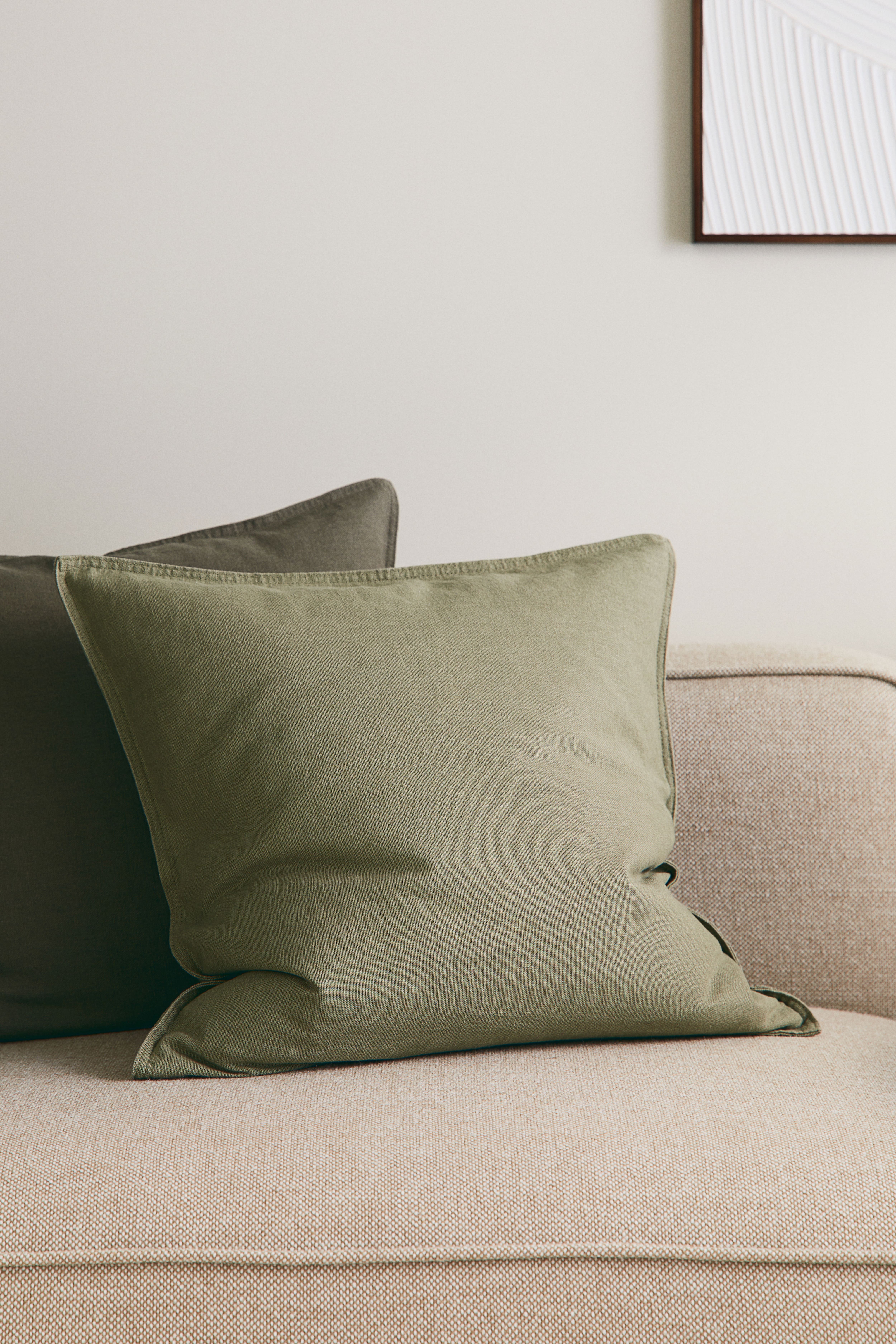 Linen blend Cushion Cover Khaki green Home All H M US