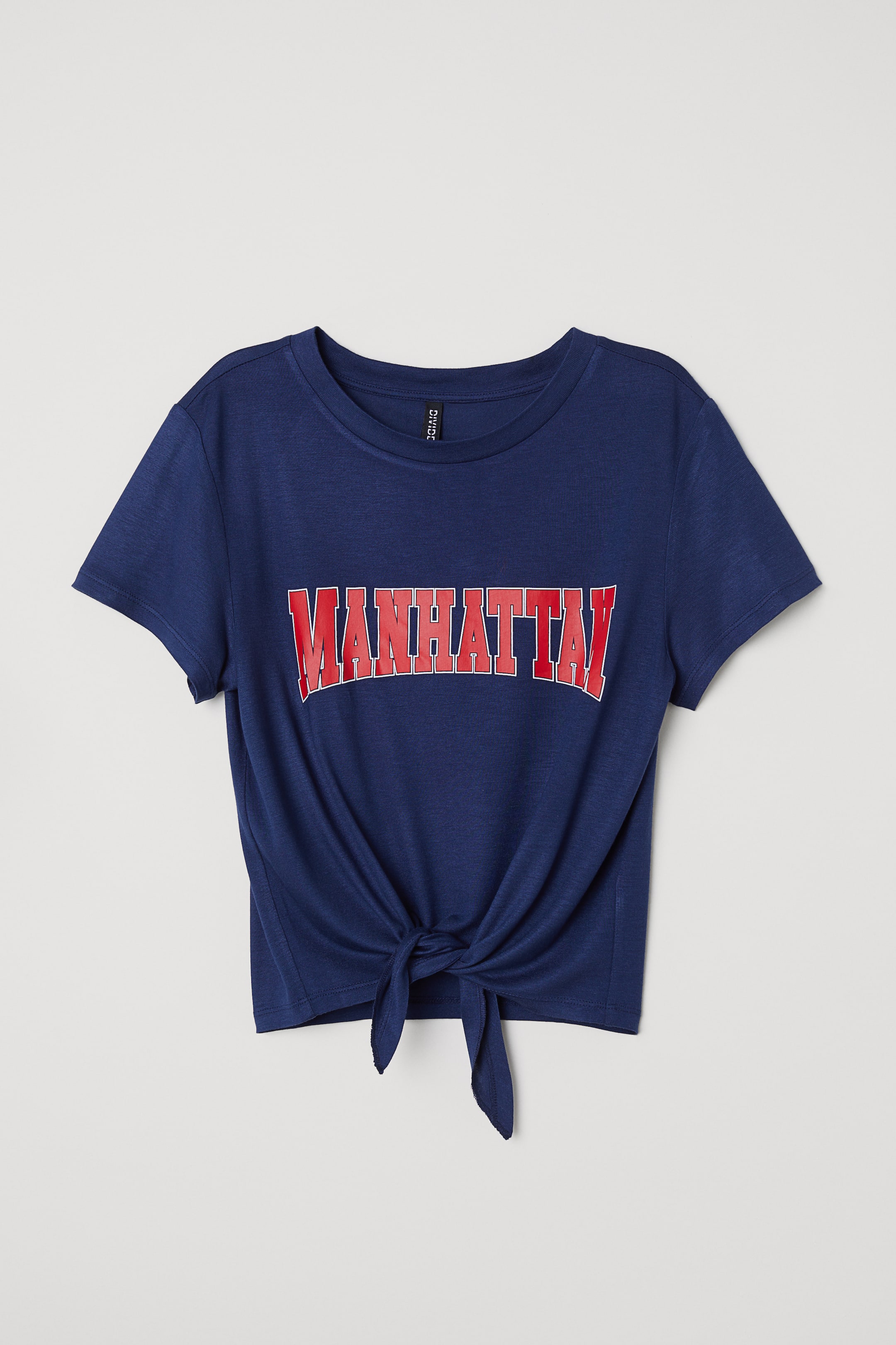Agrandir l'image: T-shirt avec nœud - Bleu foncé/Manhattan - FEMME | H&M FR 1