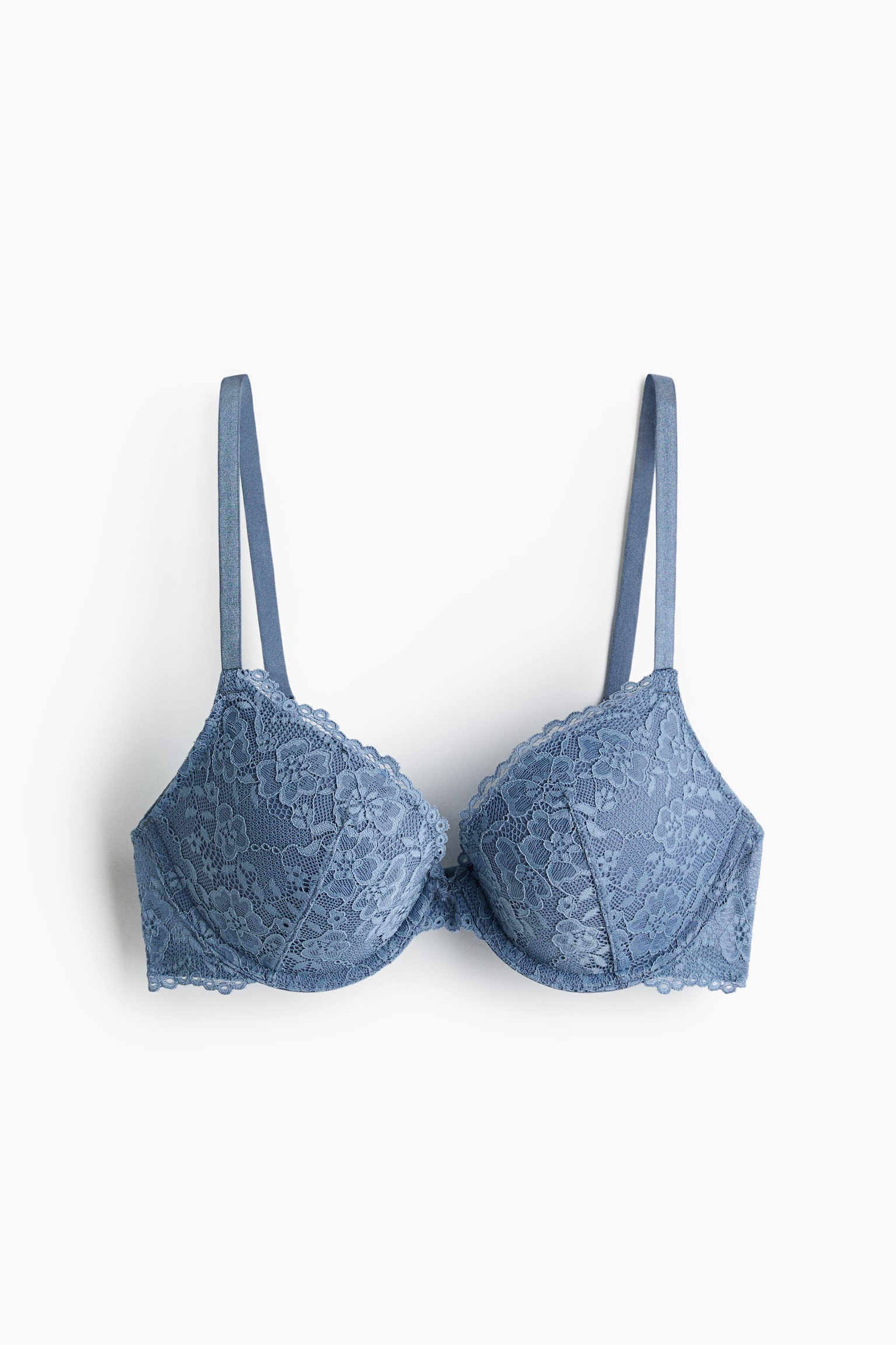 Lace push-up bra - Pigeon blue/Grey-green/White/Grey-green