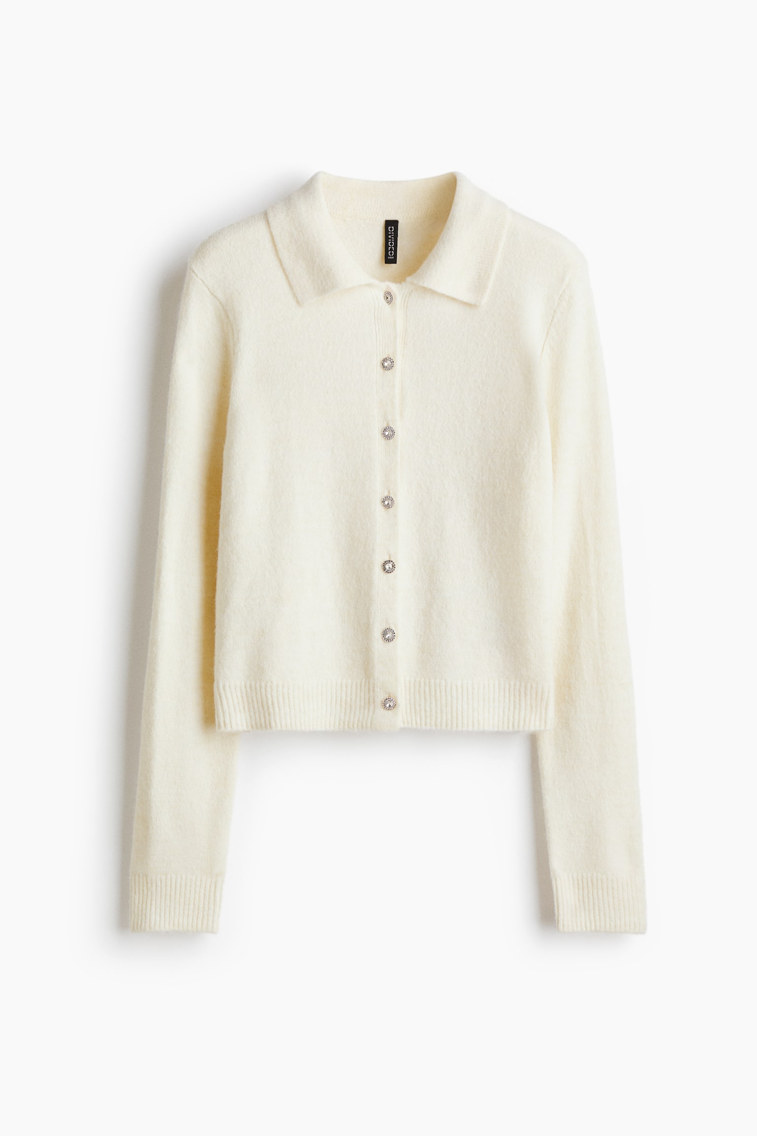 Женский кардиган H&M Cardigan with Collar, цвет: Кремовый — фото 1