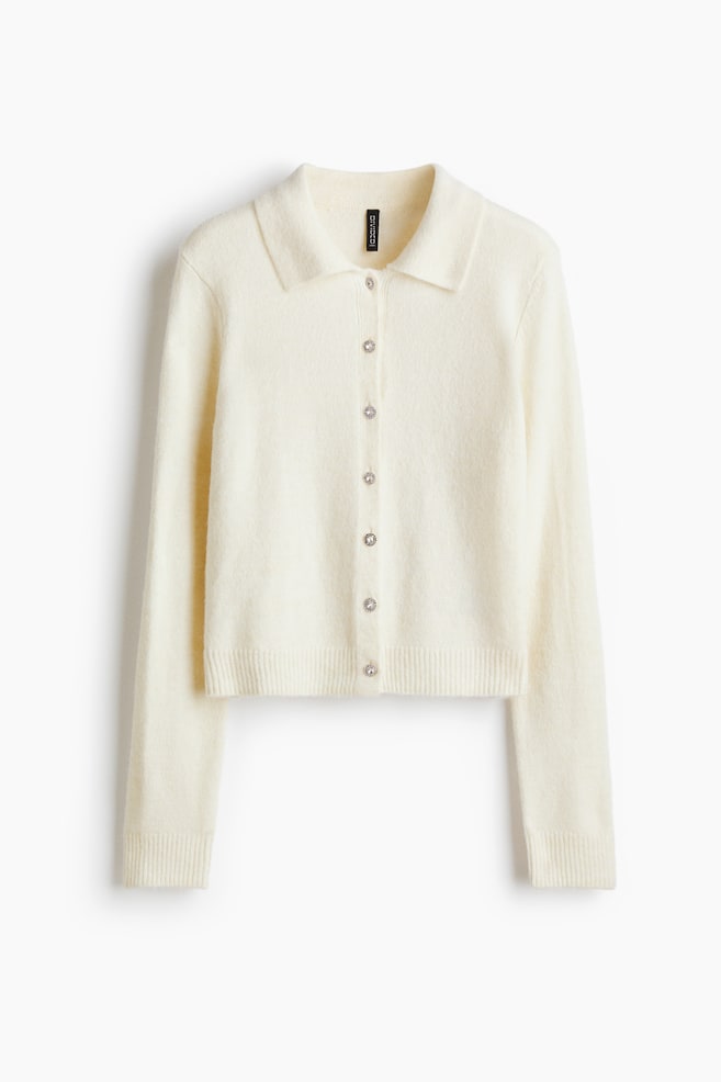 Collared cardigan - Cream/Pink marl - 1