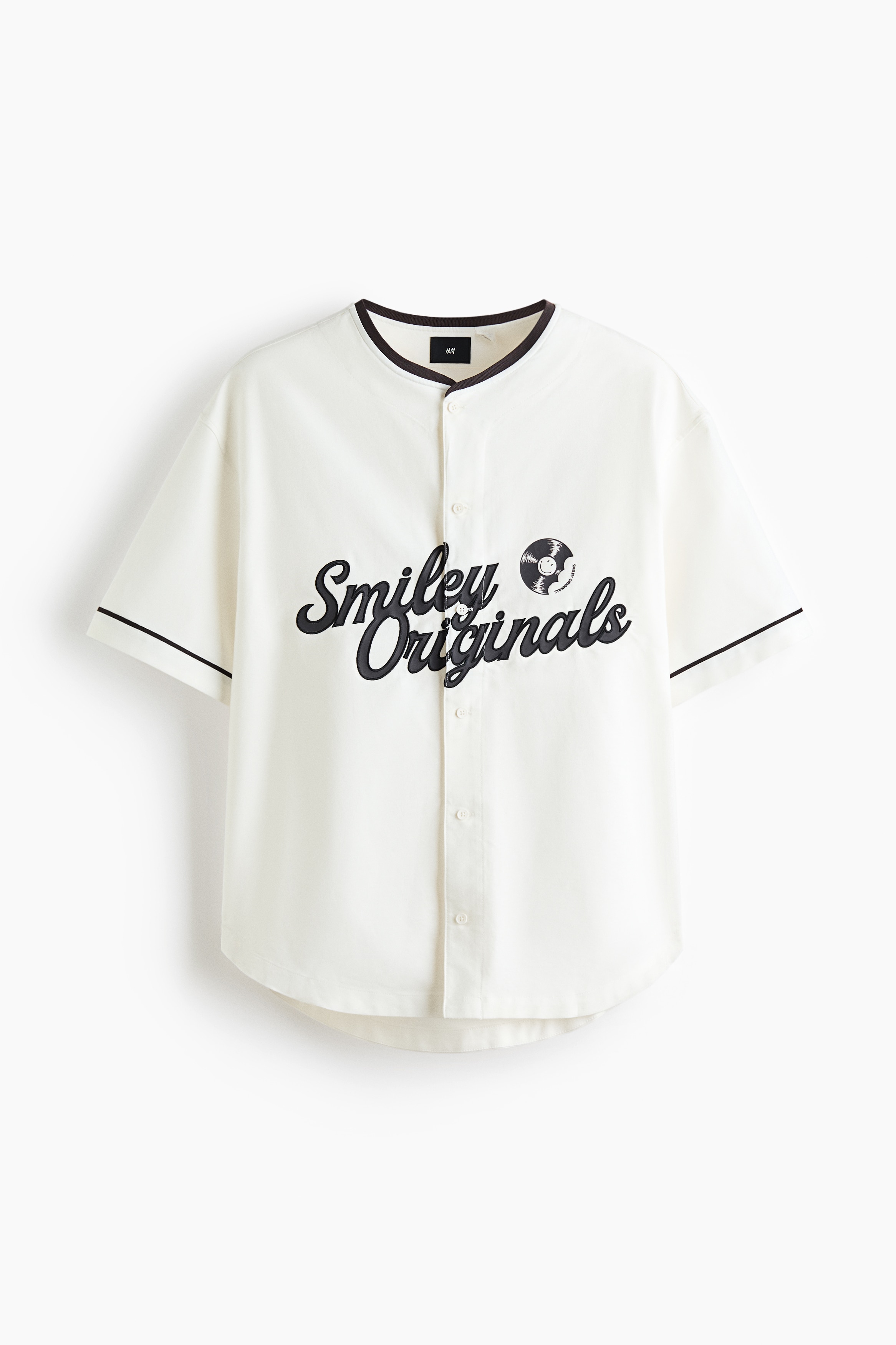 Loose Fit Printed cotton baseball shirt - White/Smiley® Originals