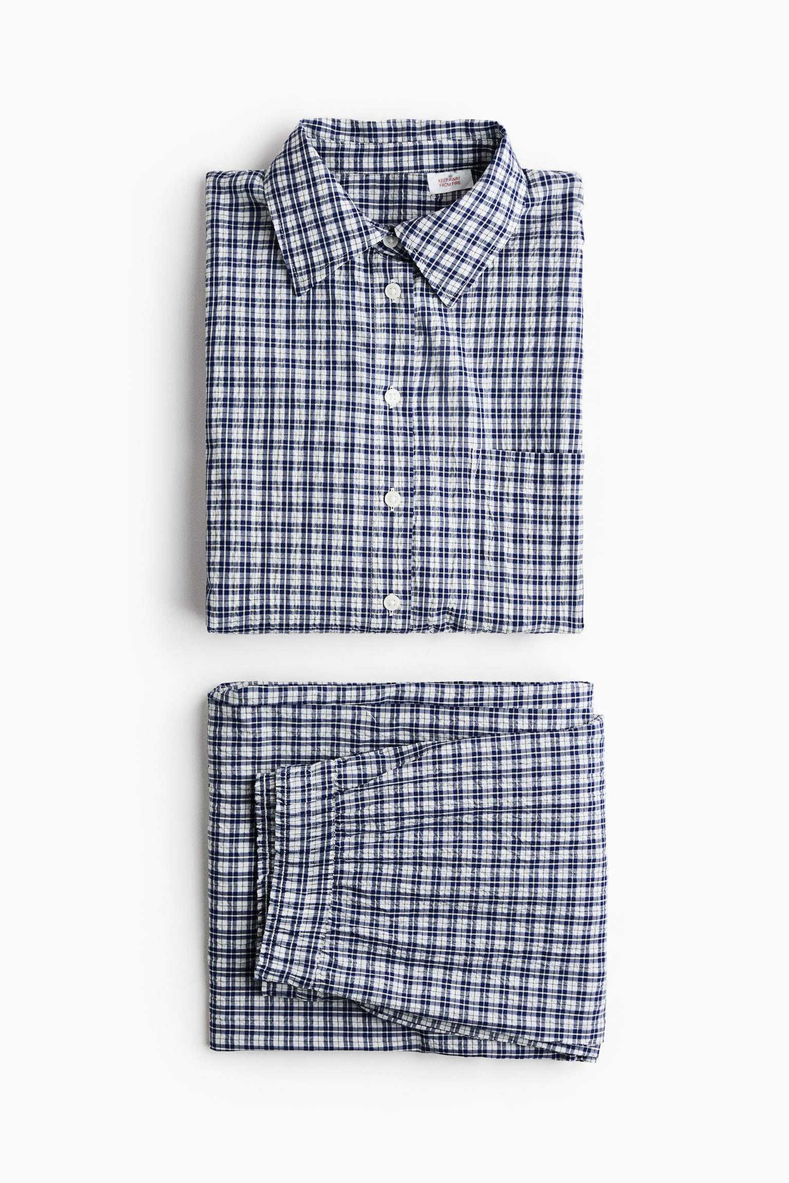 Cotton seersucker pyjamas - Dark blue/Checked/Light pink/Checked - 5