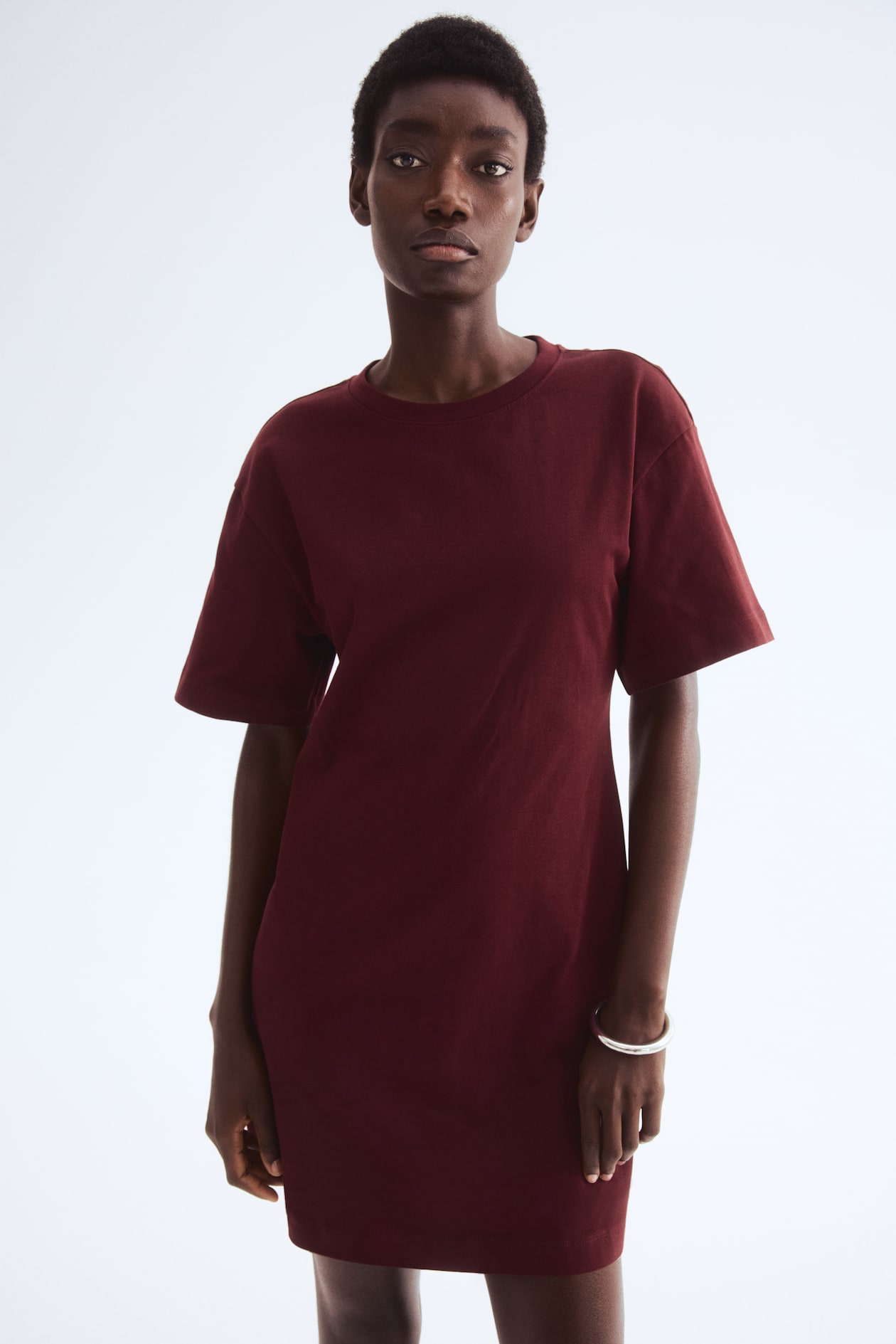 Waisted T-shirt dress Burgundy Ladies H&M IN