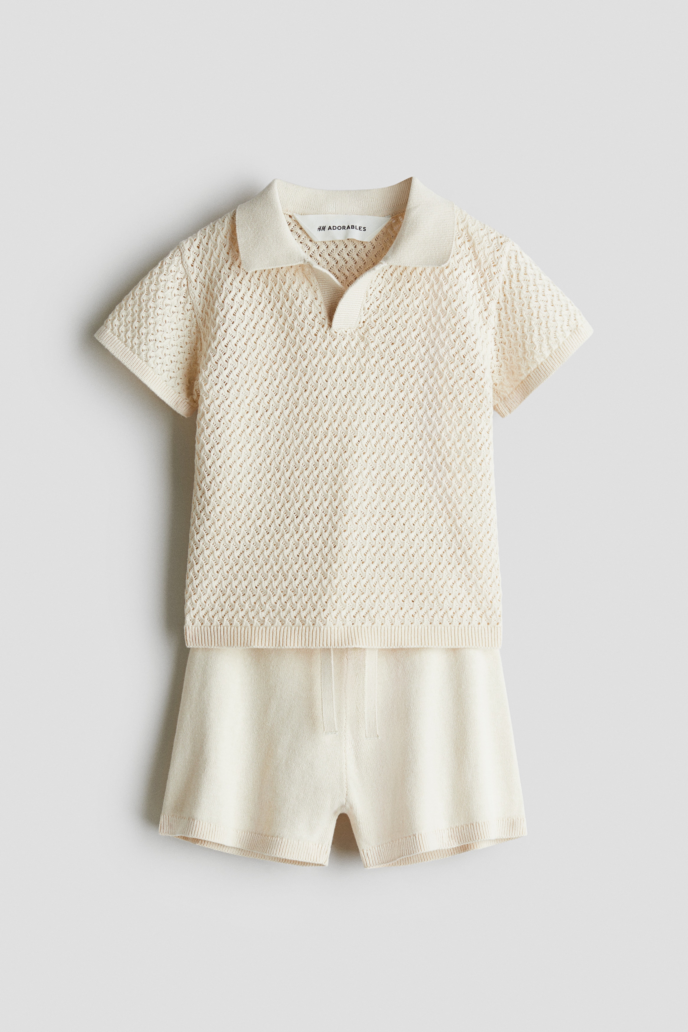 Ensemble 2 pièces en maille de coton - Crème