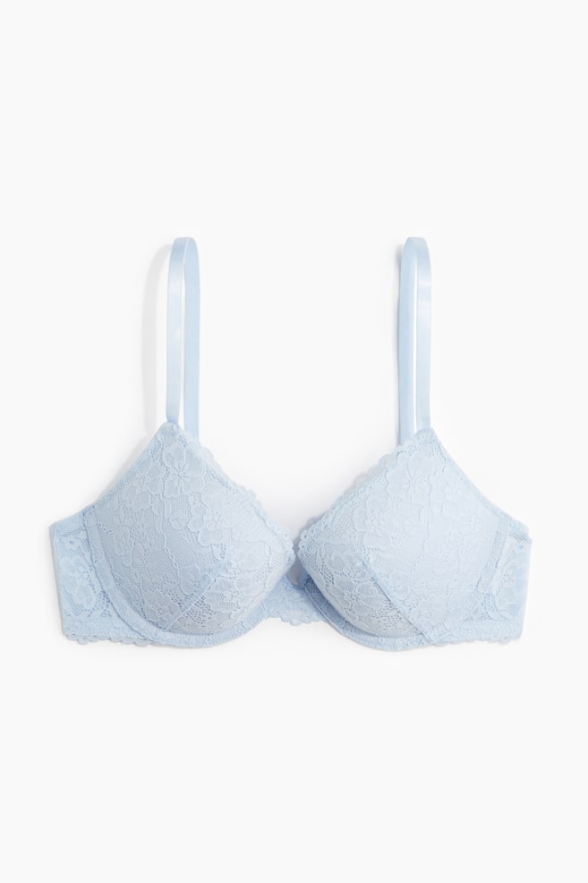 Lace Push-up Bra - Light blue/Light pink/Dark brown/Burgundy/White/Black/Light pink/Pigeon blue - 1
