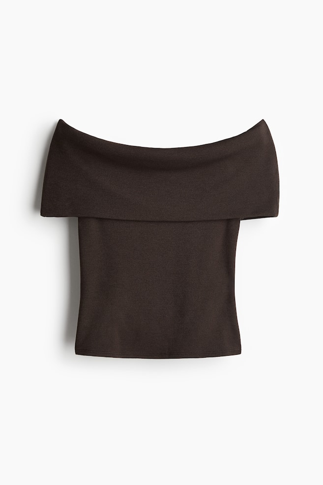 Off-the-shoulder top - Dark brown - 1