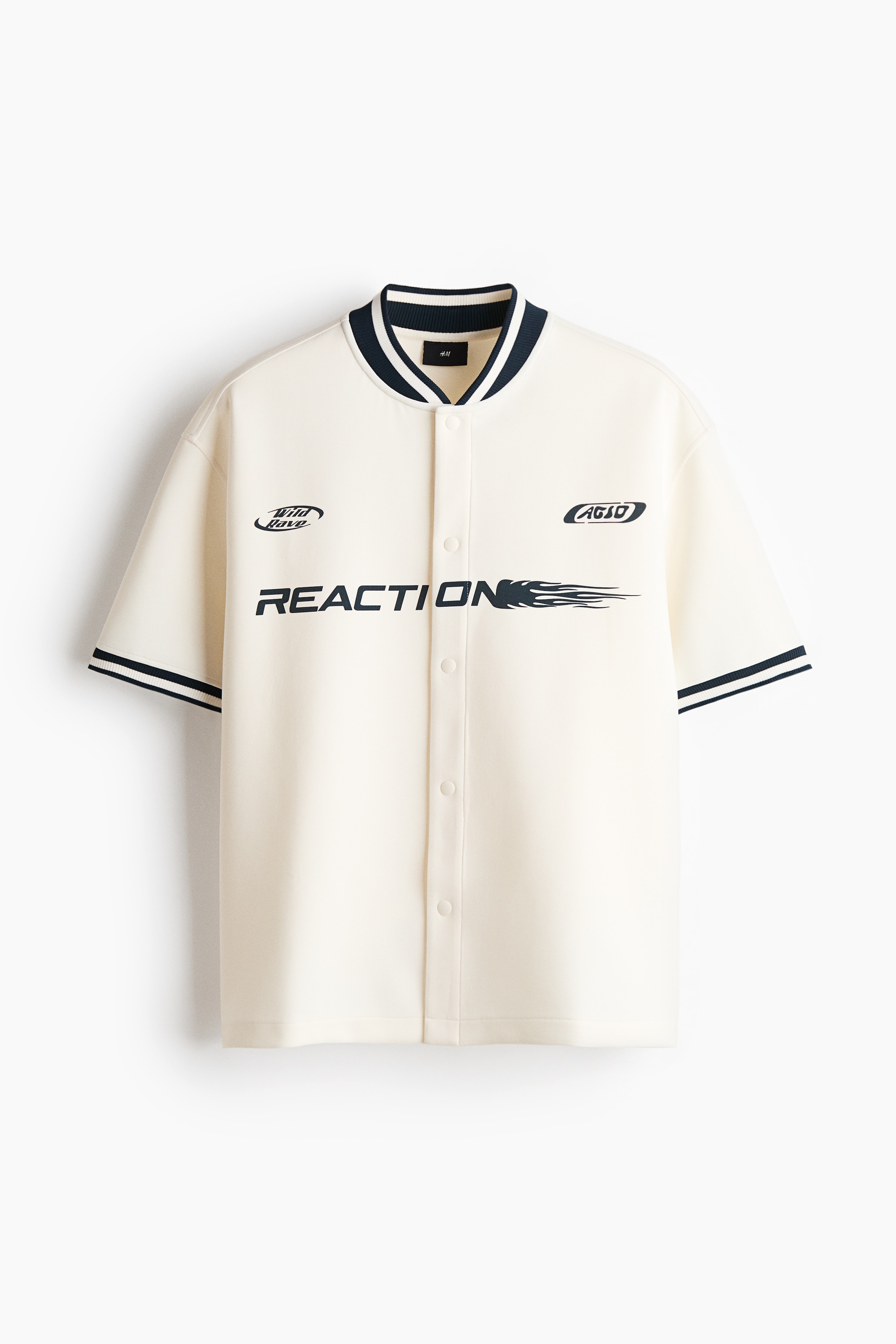 ルーズフィット スキューバベースボールシャツ - クリーム／Reaction/ネイビーブルー／Reaction