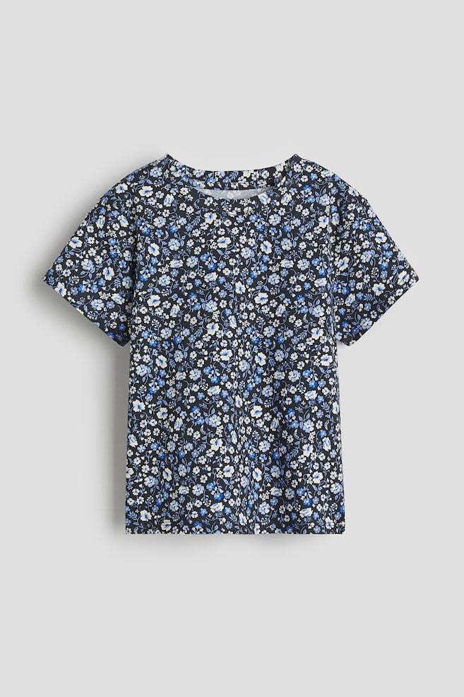 T-Shirt mit Druck - Dunkelgrau/Geblümt/Weiß/Schmetterlinge/Flieder/Einhörner/Weiß/Kirschen/Hellrosa/Blumen - 1