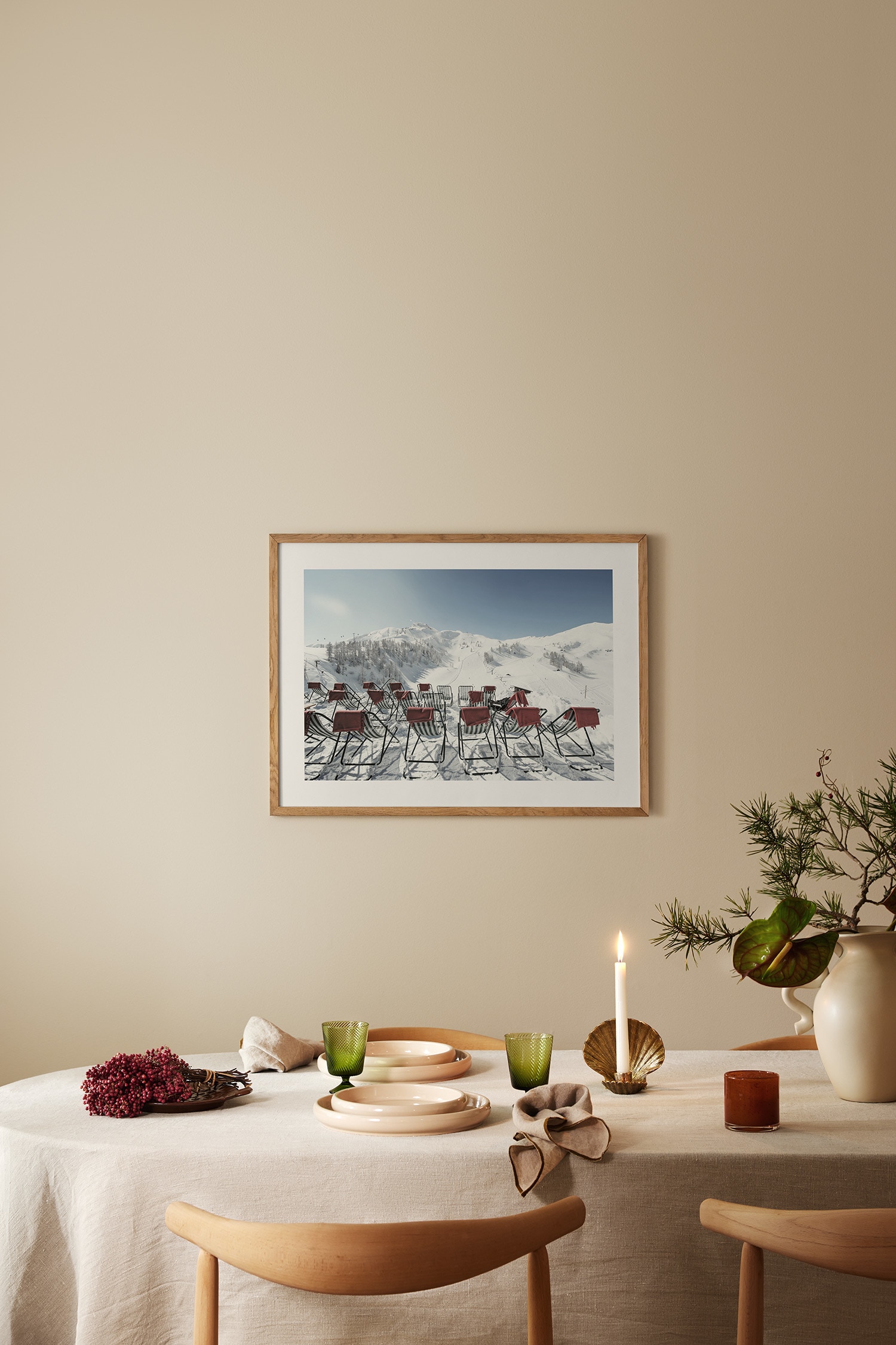 Snowy Mountain View Juliste - Valkoinen