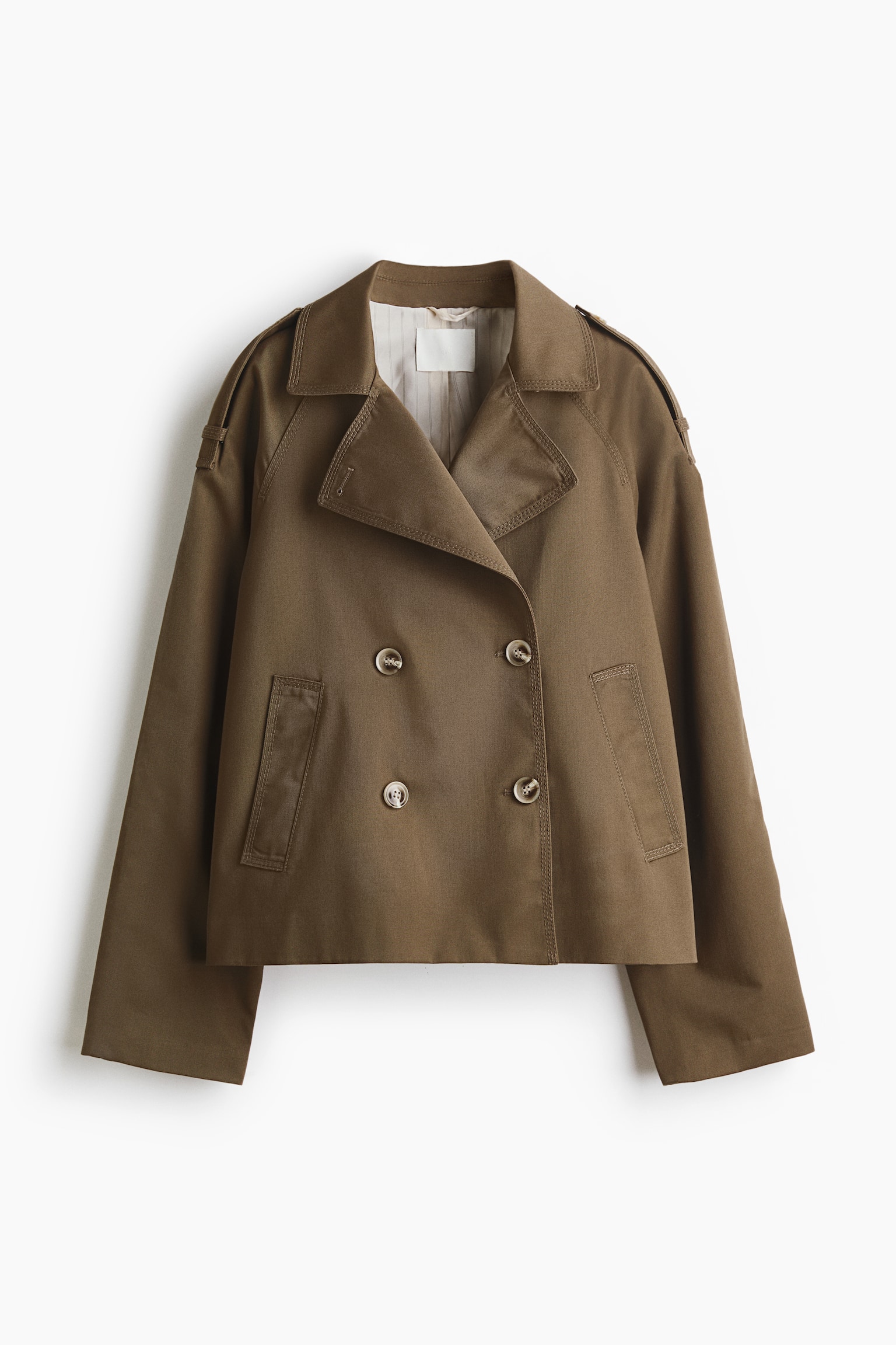 Gabardina corta - Dark khaki green/Beige