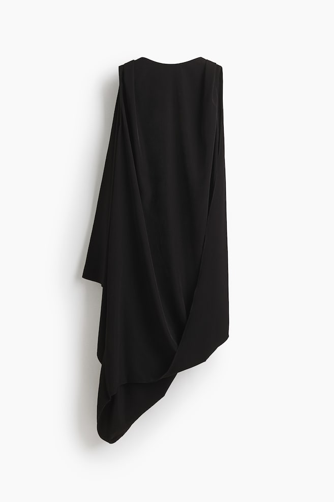 Vestido midi drapeado - Negro - 1