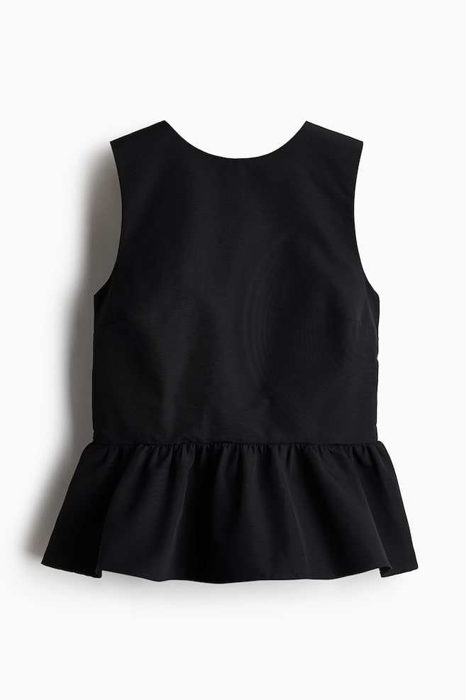 Top con lazada y peplum - Negro/Rojo oscuro - 1