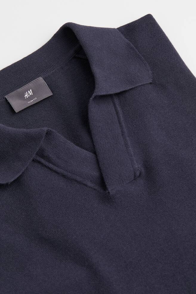 Slim Fit Fine-knit cotton polo shirt - Dark blue - 2